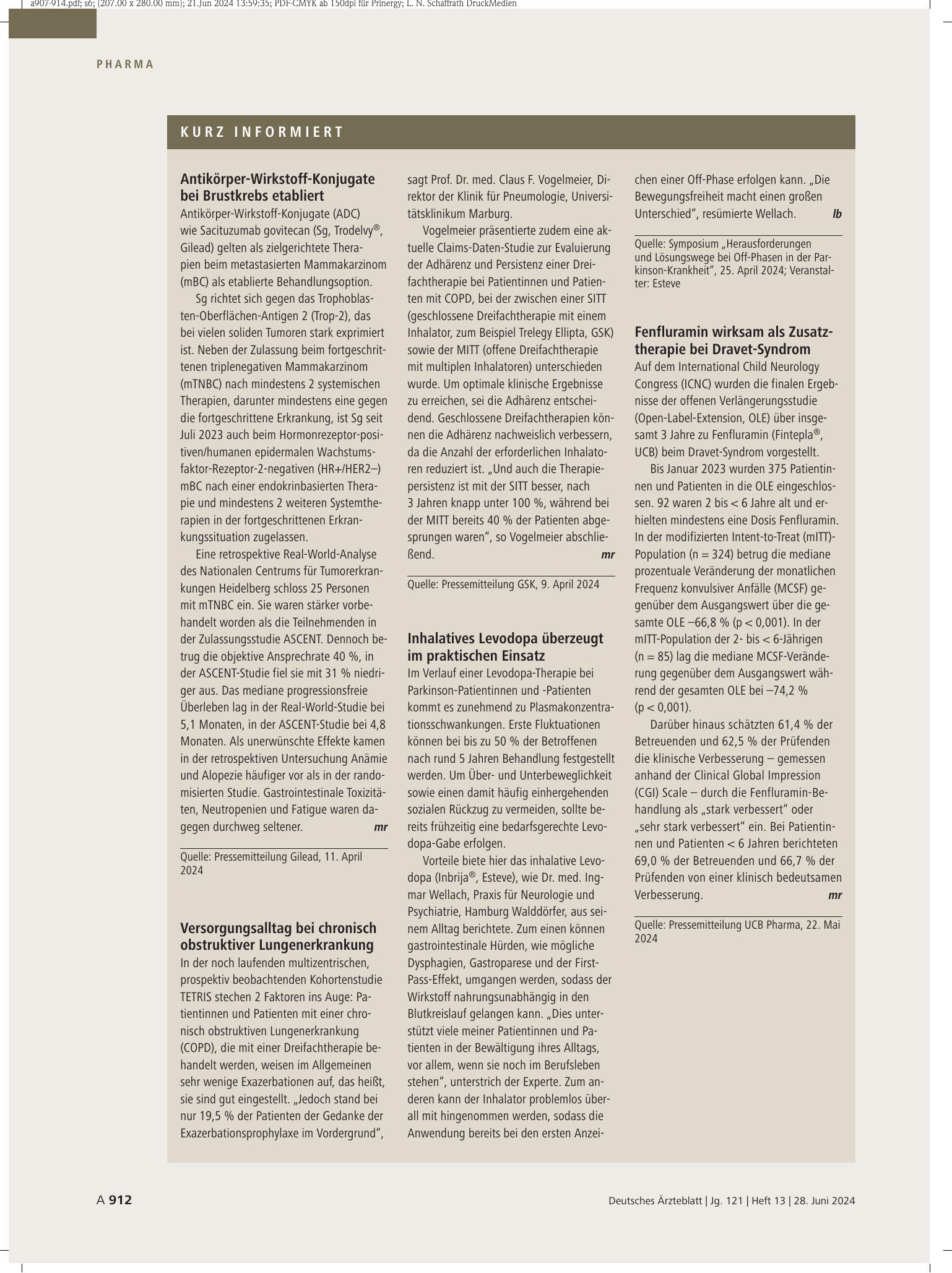 Vorschauseite 1: Kurz informiert – Deutsches Ärzteblatt
