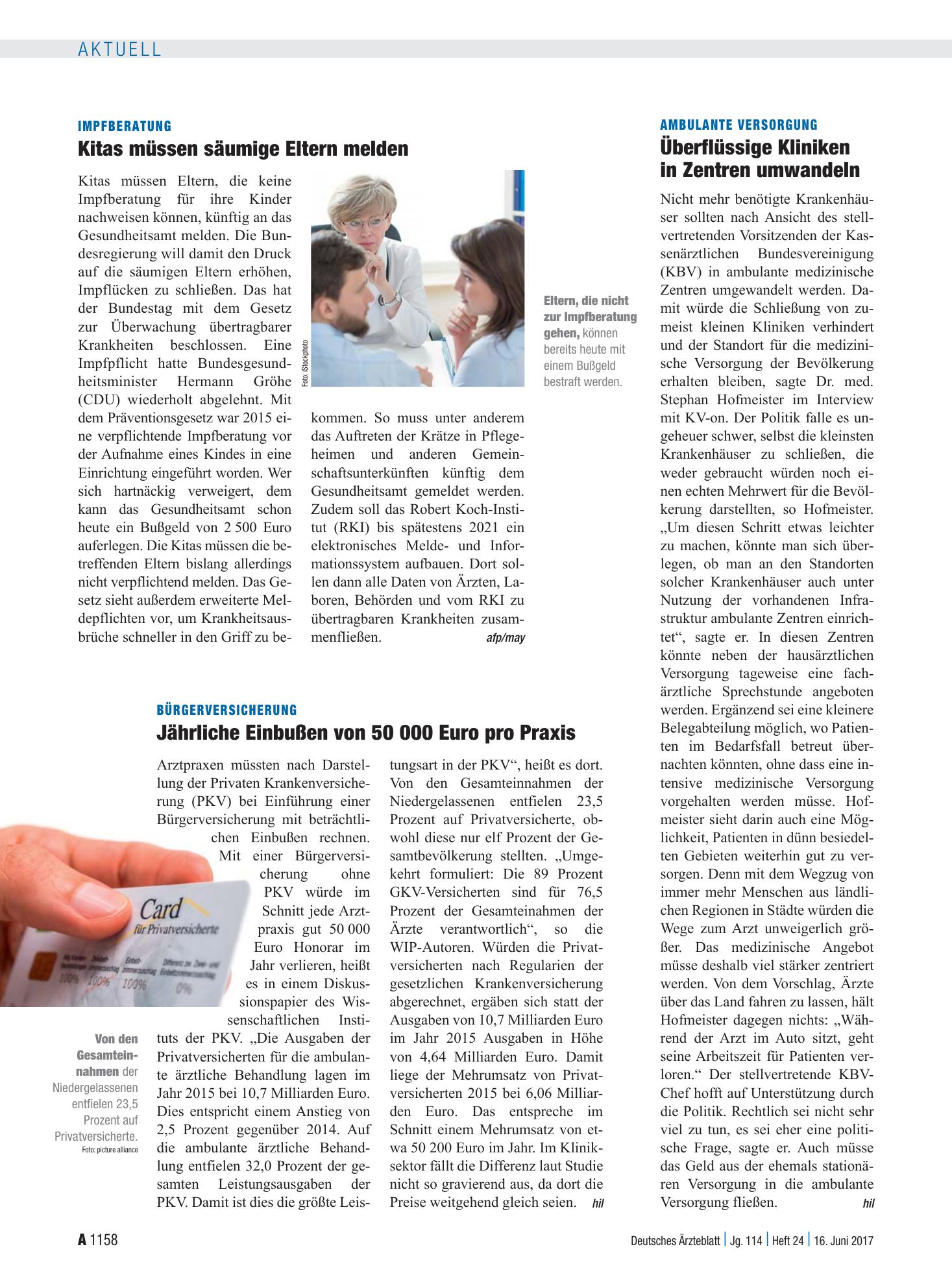 Vorschauseite 1: Impfberatung: Kitas müssen säumige Eltern melden – Deutsches Ärzteblatt