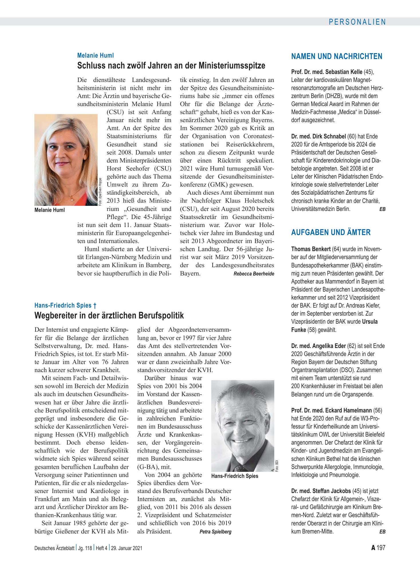 Vorschauseite 1: Aufgaben und Ämter – Deutsches Ärzteblatt