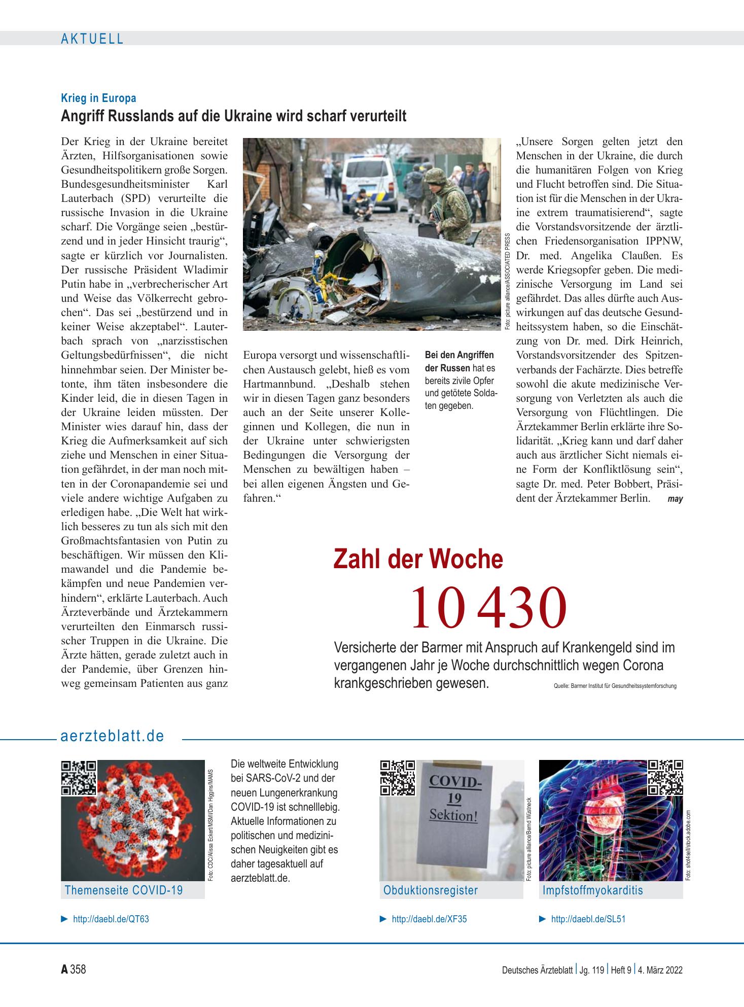 Vorschauseite 1: aerzteblatt.de – Deutsches Ärzteblatt
