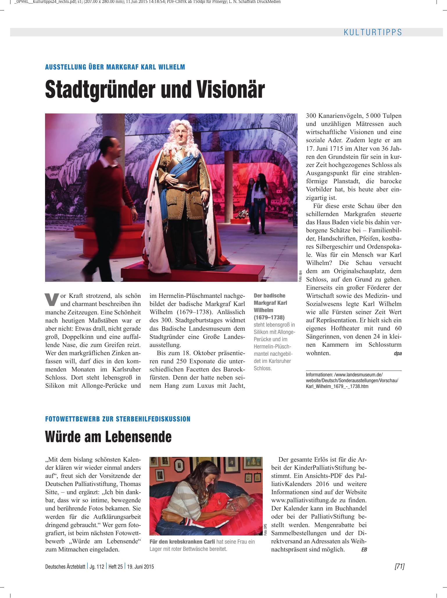 Vorschauseite 1: Fotowettbewerb zur Sterbehilfediskussion: Würde am Lebensende – Deutsches Ärzteblatt