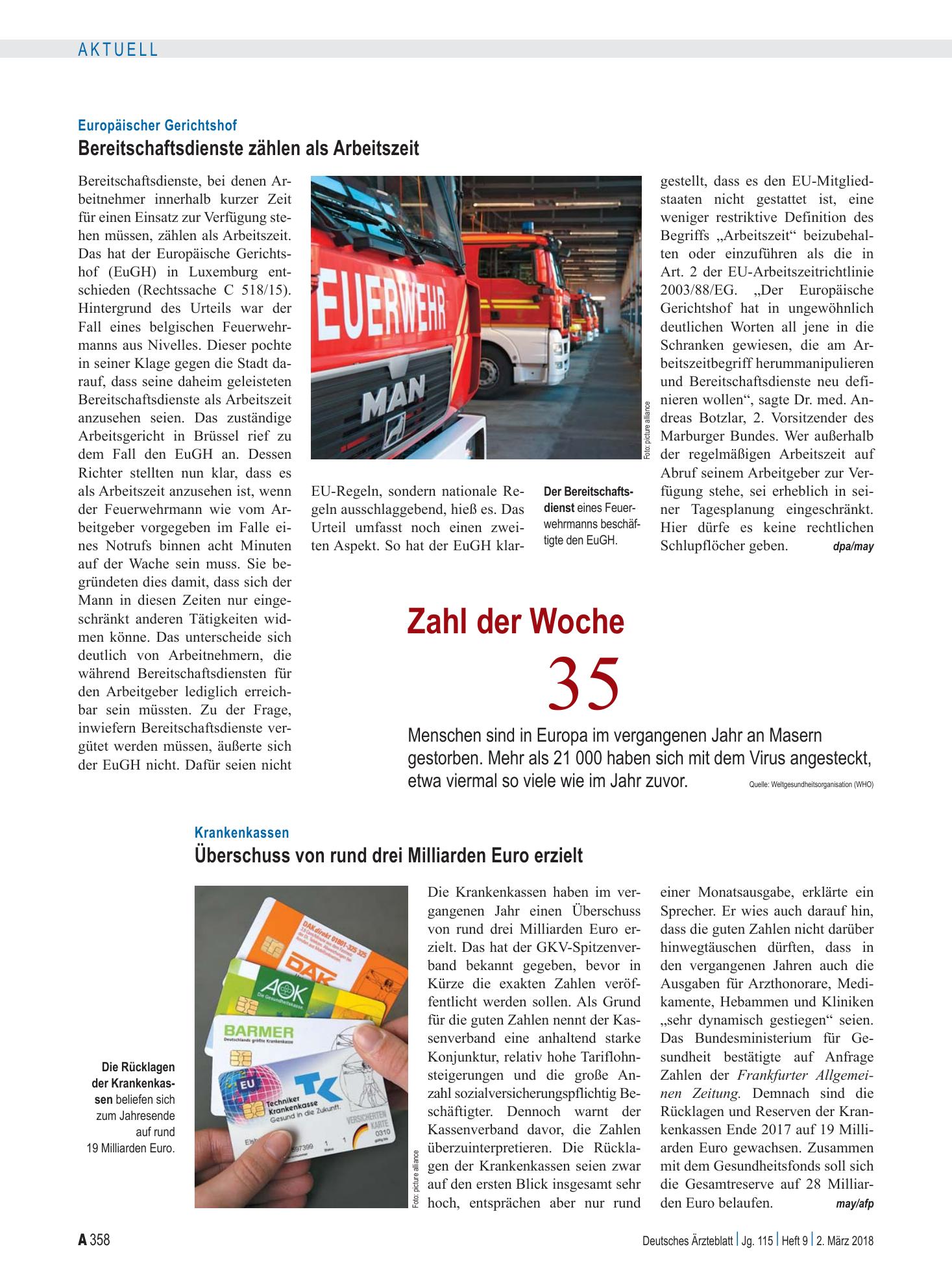 Vorschauseite 1: Zahl der Woche 35 – Deutsches Ärzteblatt