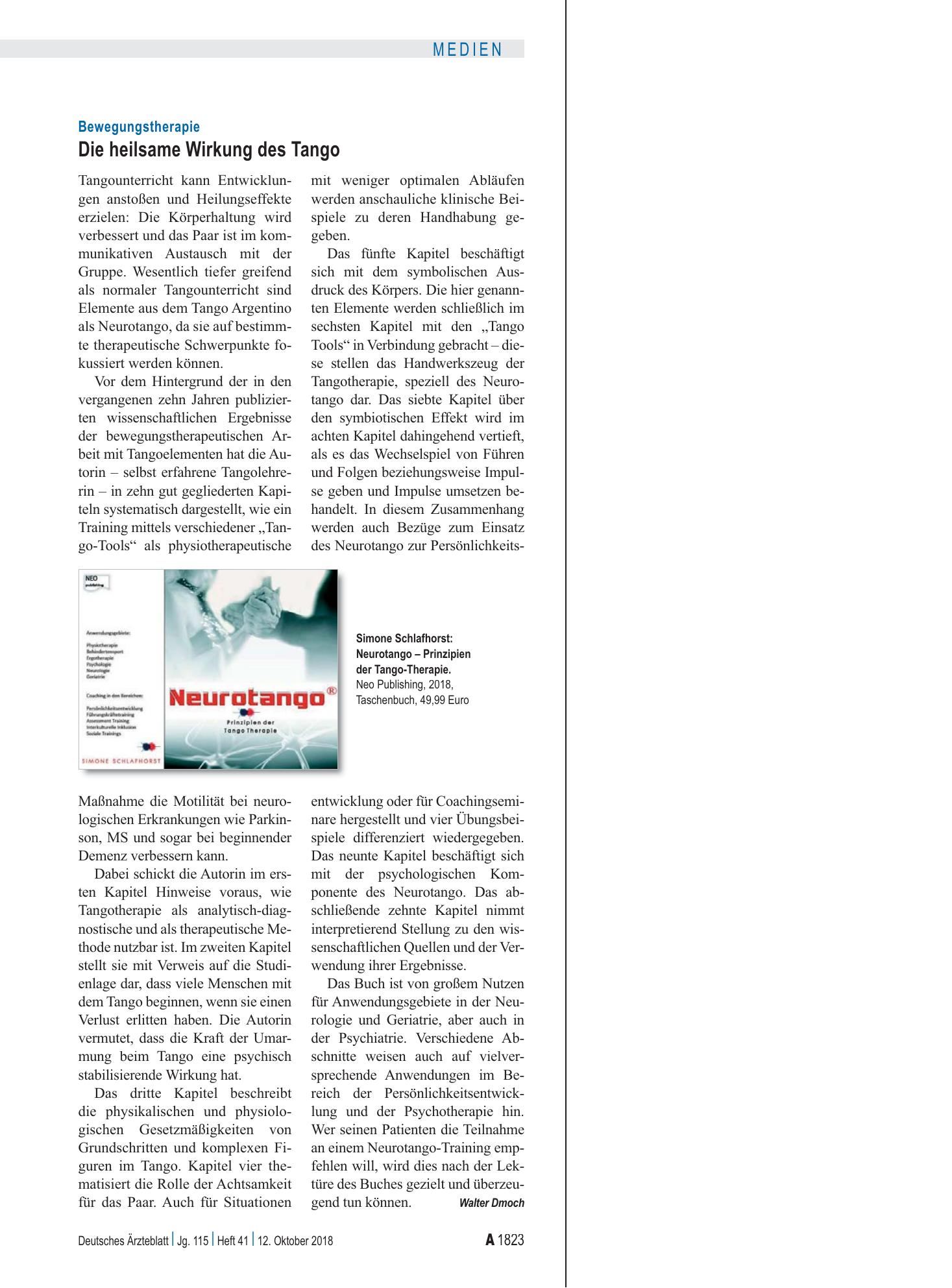 Vorschauseite 1: Bewegungstherapie: Die heilsame Wirkung des Tango – Deutsches Ärzteblatt