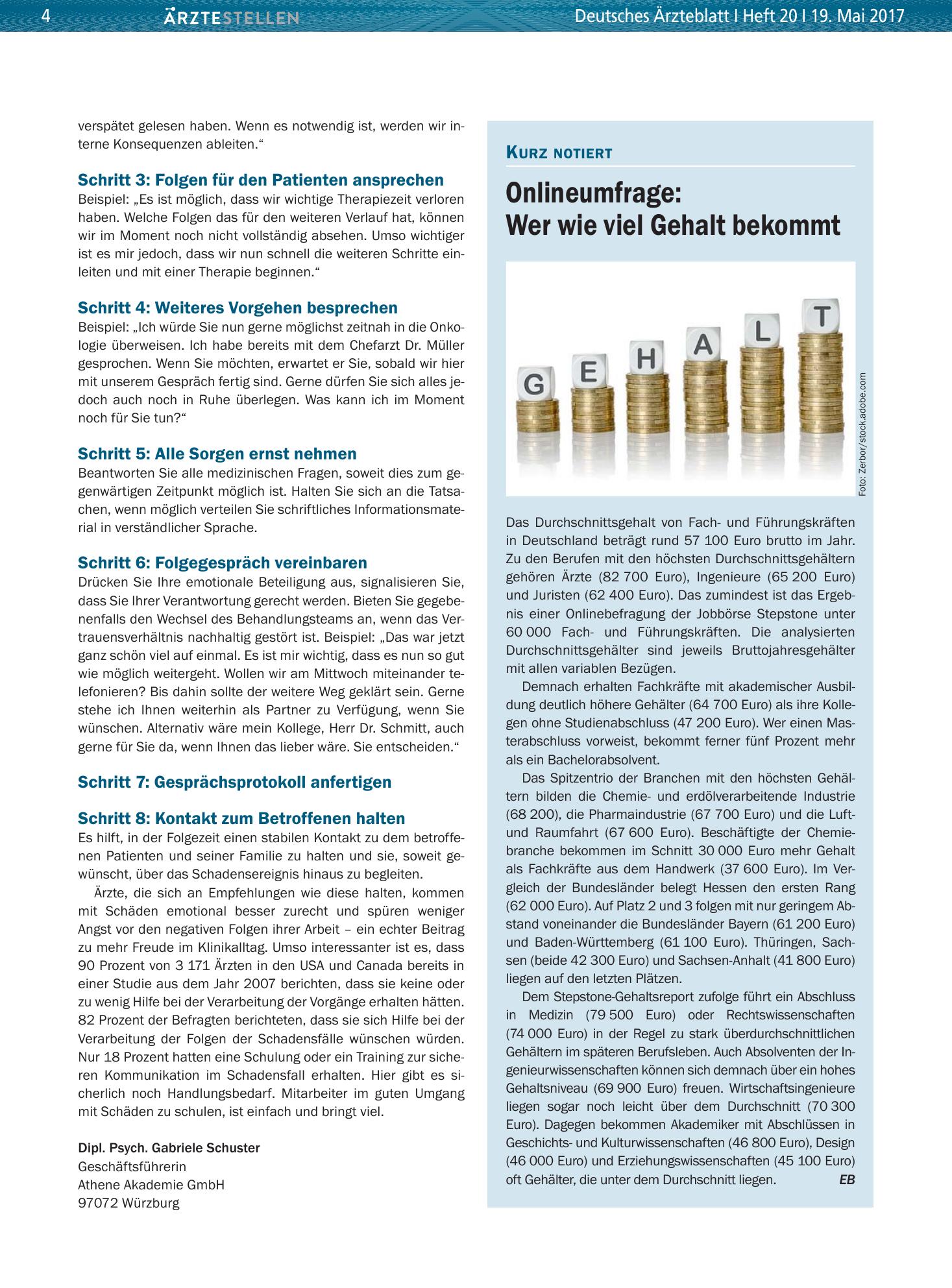 Vorschauseite 1: Onlineumfrage: Wer wie viel Gehalt bekommt – Deutsches Ärzteblatt