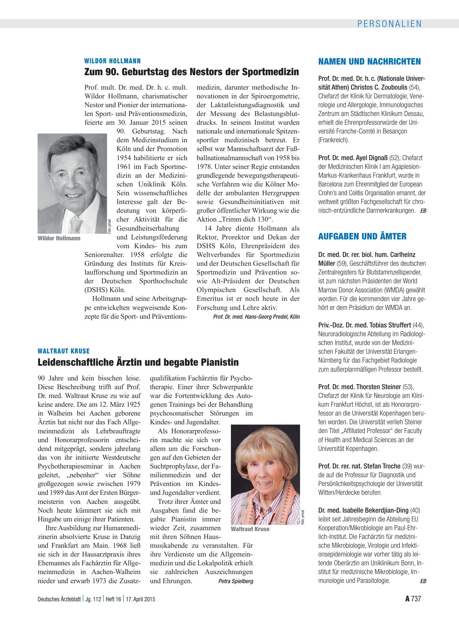 Vorschauseite 1: Aufgaben und Ämter – Deutsches Ärzteblatt