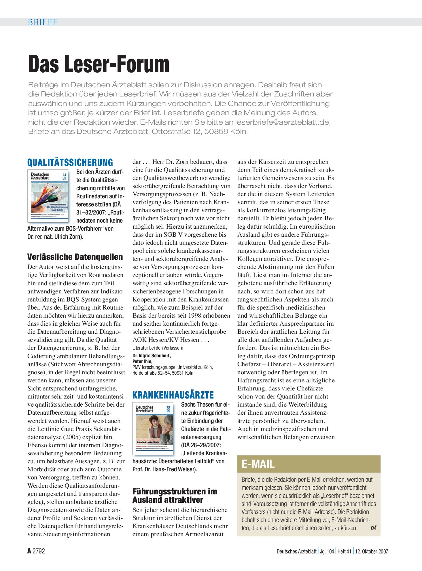 Vorschauseite 1: Qualitätssicherung: Verlässliche Datenquellen – Deutsches Ärzteblatt
