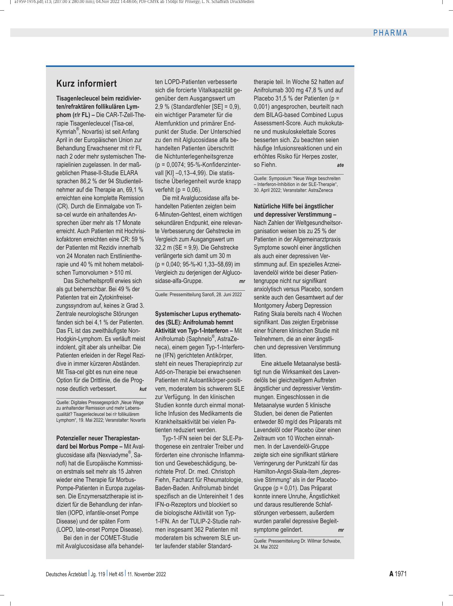 Vorschauseite 1: Kurz informiert – Deutsches Ärzteblatt