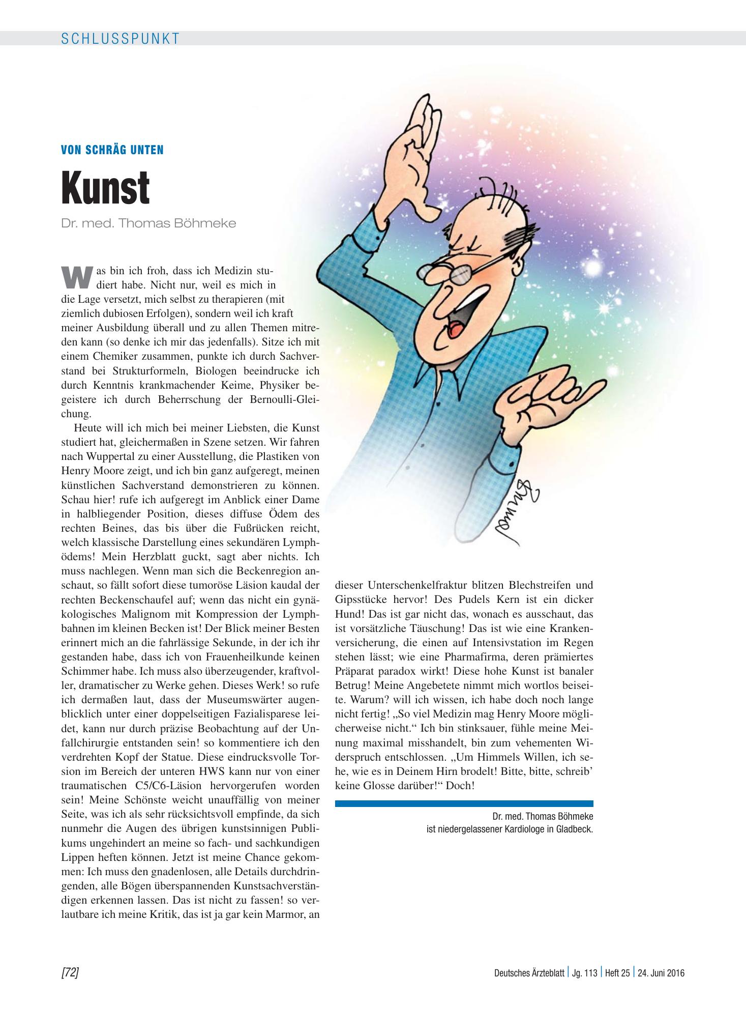 Vorschauseite 1: Von schräg unten: Kunst – Deutsches Ärzteblatt