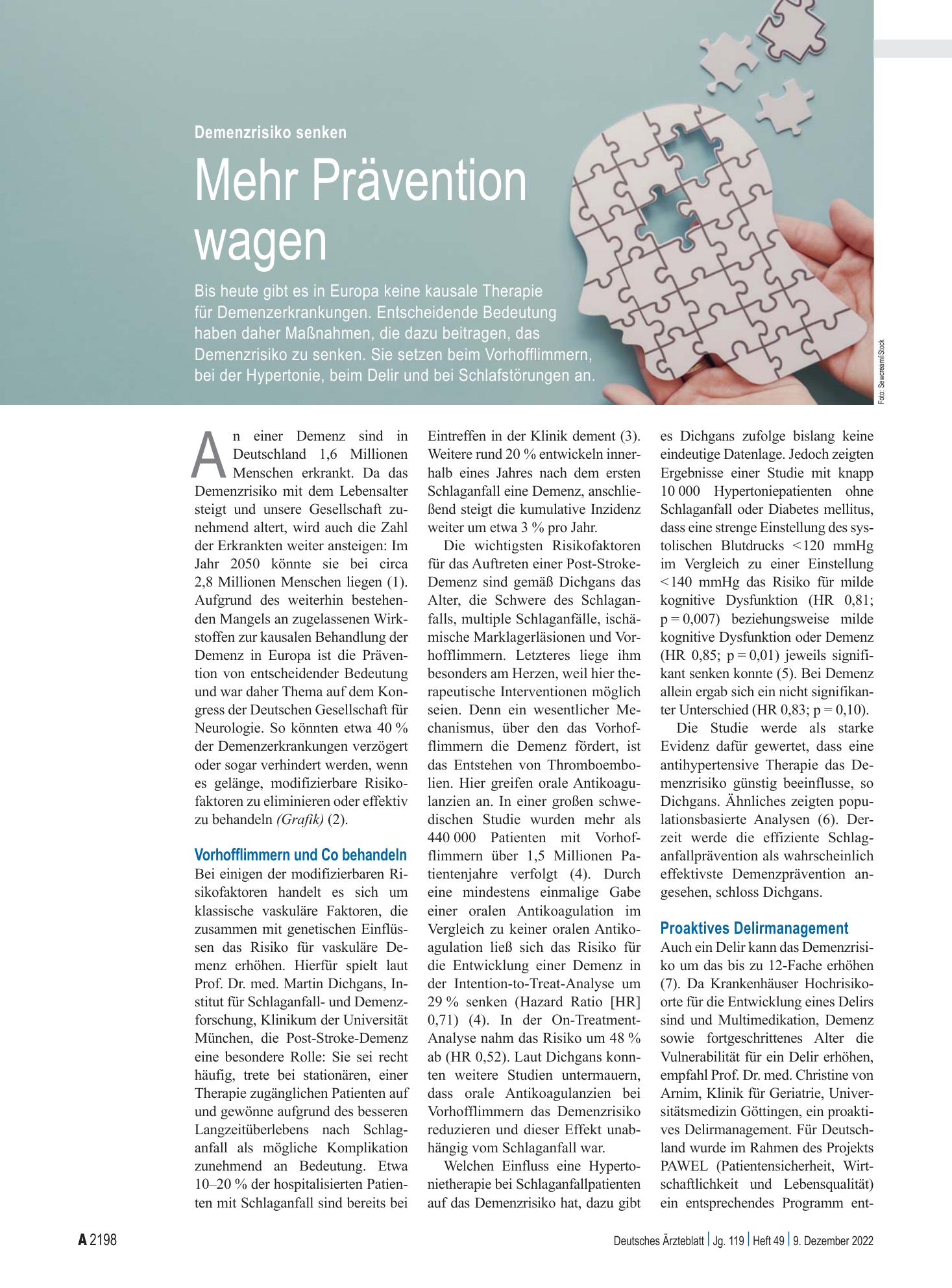 Vorschauseite 1: Demenzrisiko senken: Mehr Prävention wagen – Deutsches Ärzteblatt