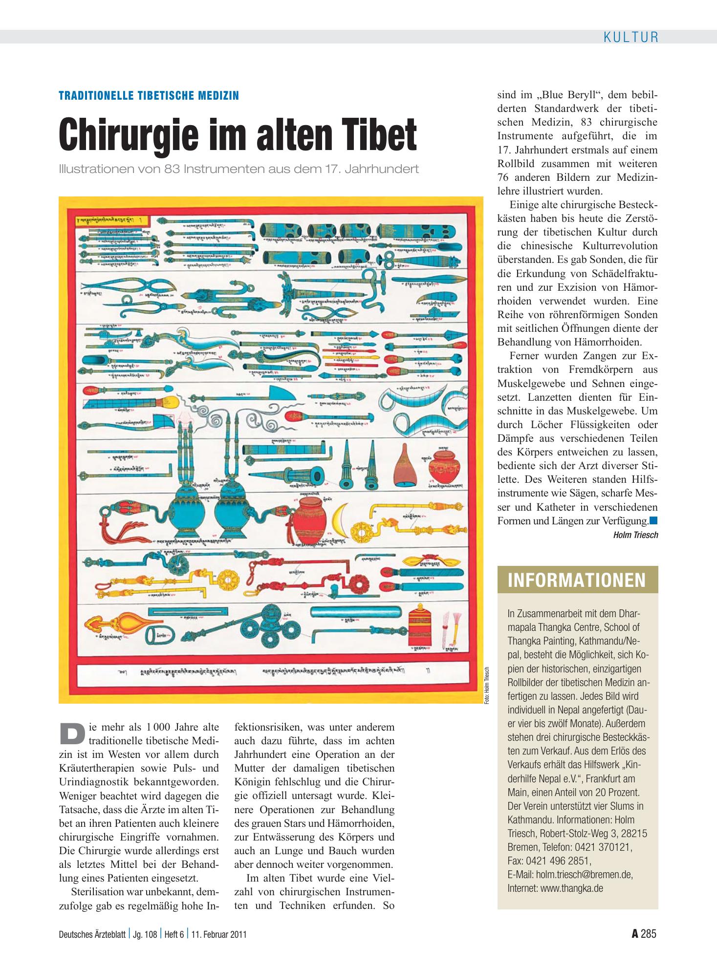 Vorschauseite 1: Traditionelle tibetische Medizin: Chirurgie im alten Tibet – Deutsches Ärzteblatt