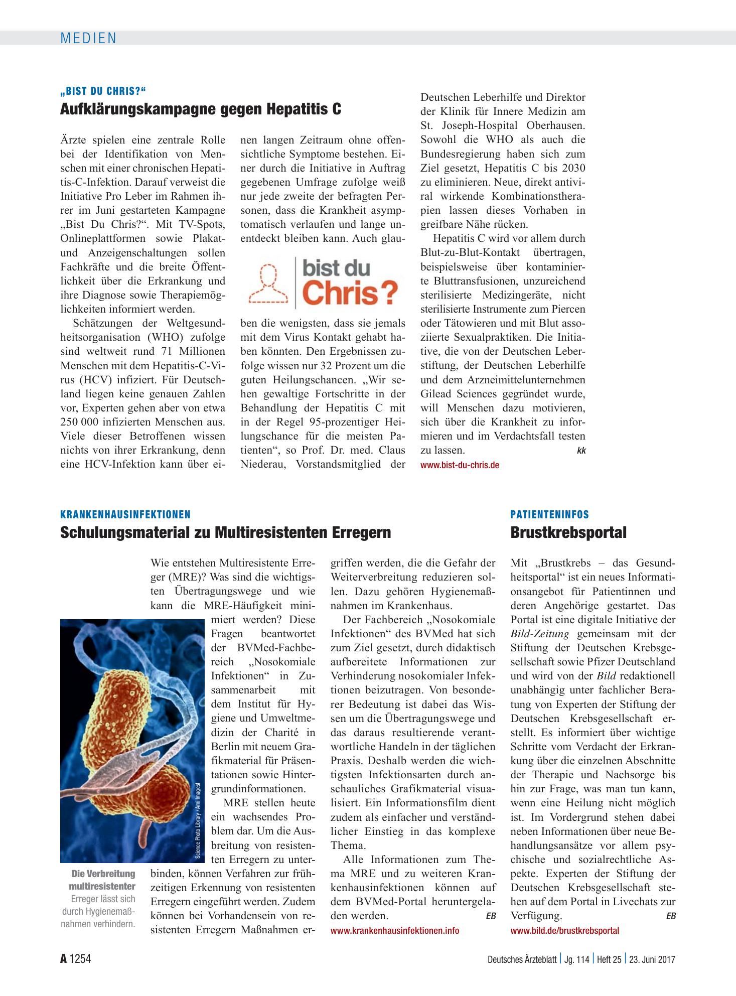 Vorschauseite 1: Patienteninfos: Brustkrebsportal – Deutsches Ärzteblatt