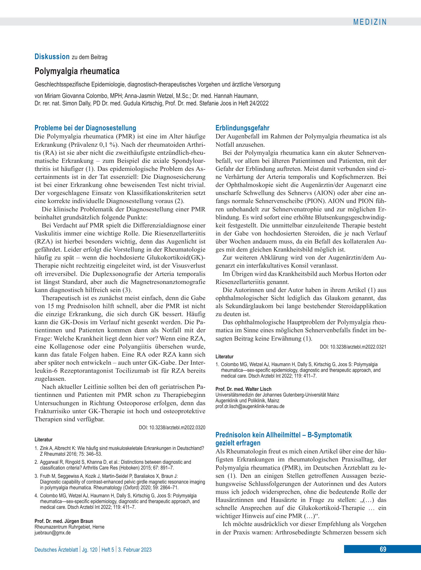 Vorschauseite 1: Erblindungsgefahr – Deutsches Ärzteblatt