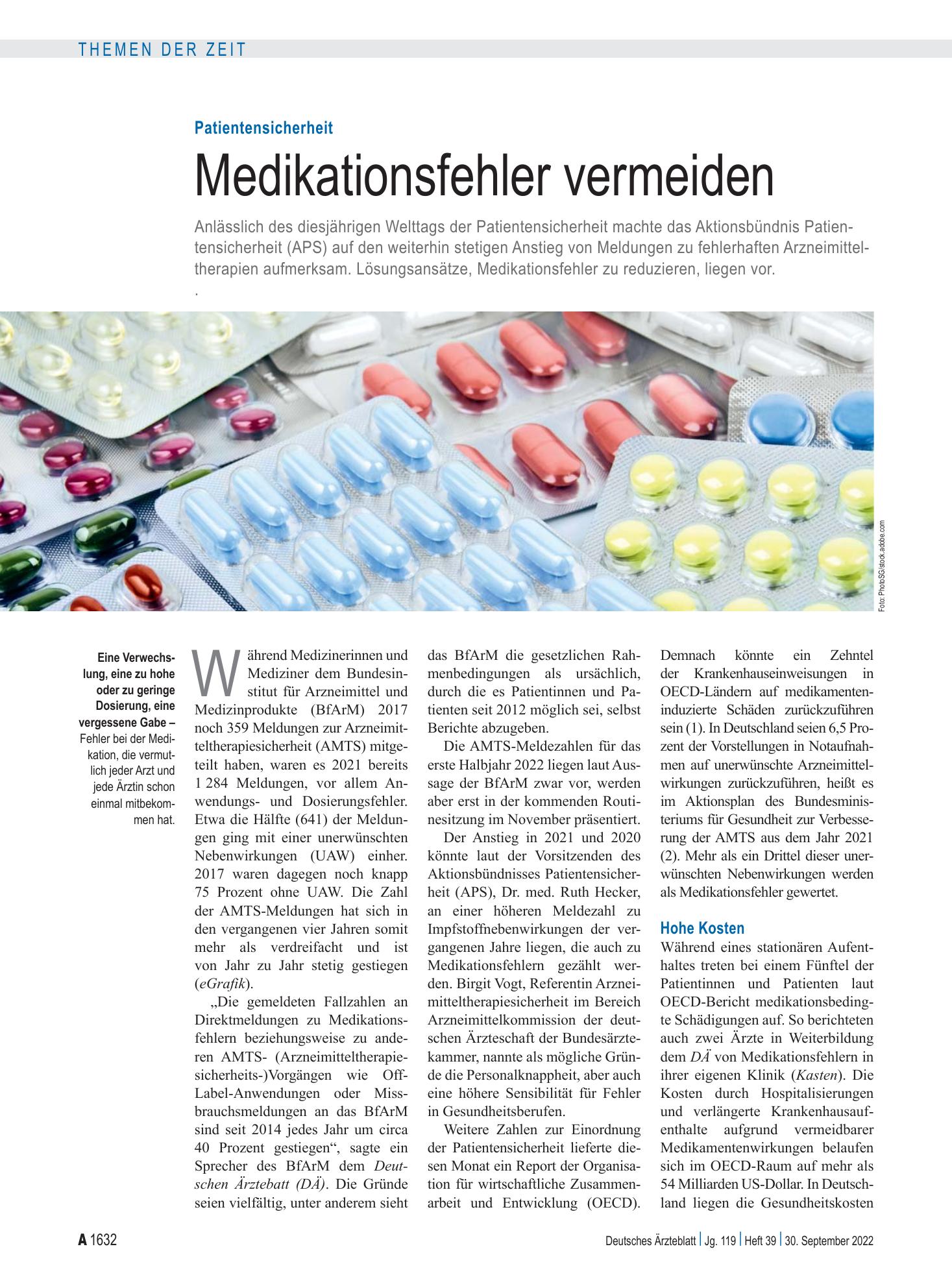 Vorschauseite 1: Patientensicherheit: Medikationsfehler vermeiden – Deutsches Ärzteblatt