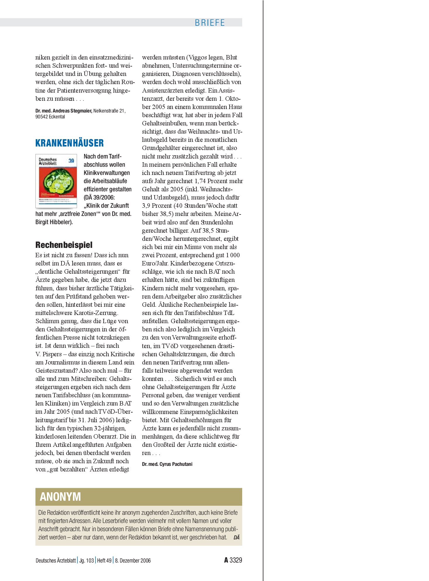Vorschauseite 1: Krankenhäuser: Rechenbeispiel – Deutsches Ärzteblatt