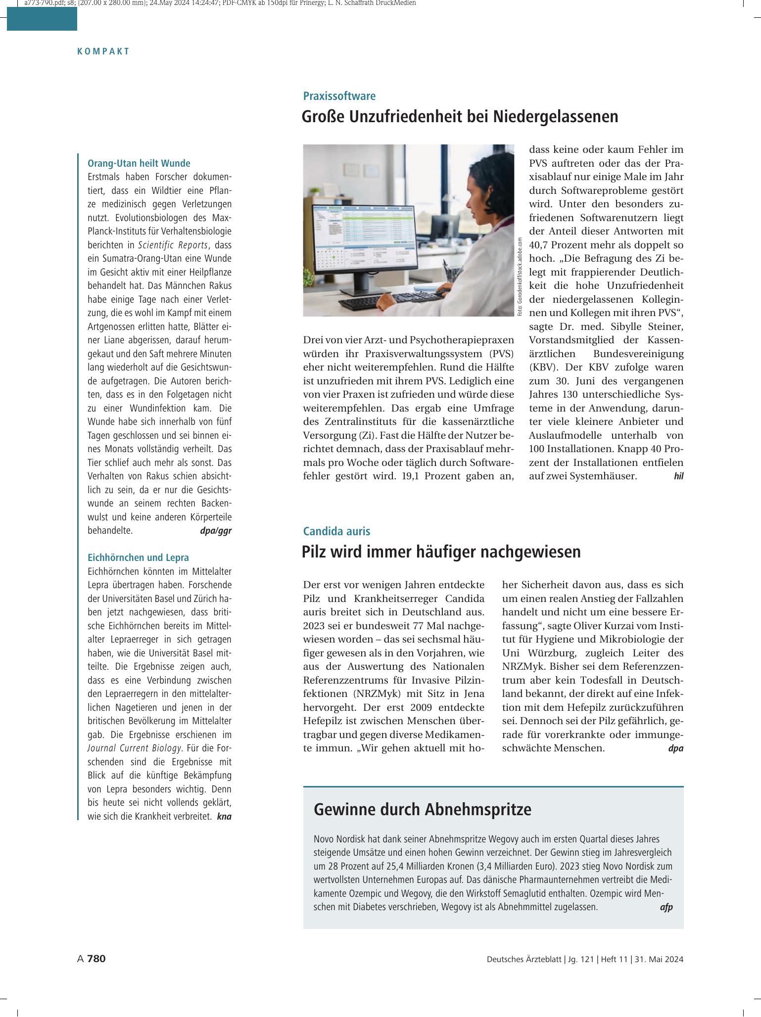 Vorschauseite 1: Gewinne durch Abnehmspritze – Deutsches Ärzteblatt
