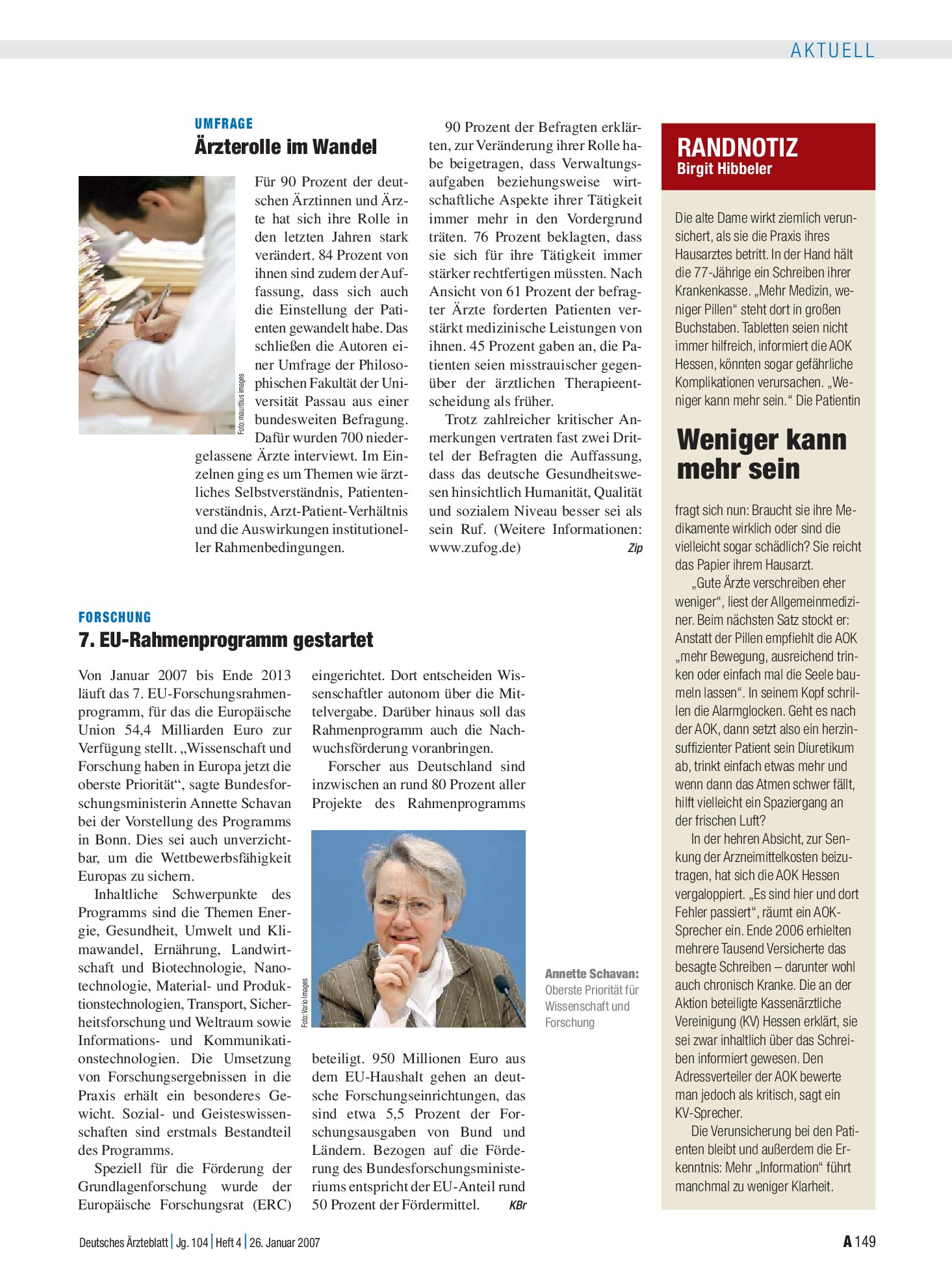 Vorschauseite 1: Forschung: 7. EU-Rahmenprogramm gestartet – Deutsches Ärzteblatt