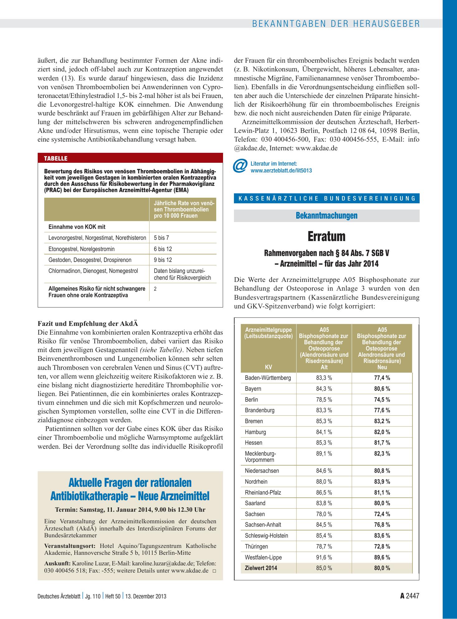 Vorschauseite 1: Erratum: Rahmenvorgaben nach § 84 Abs. 7 SGB V – Arzneimittel – für das Jahr 2014 – Deutsches Ärzteblatt