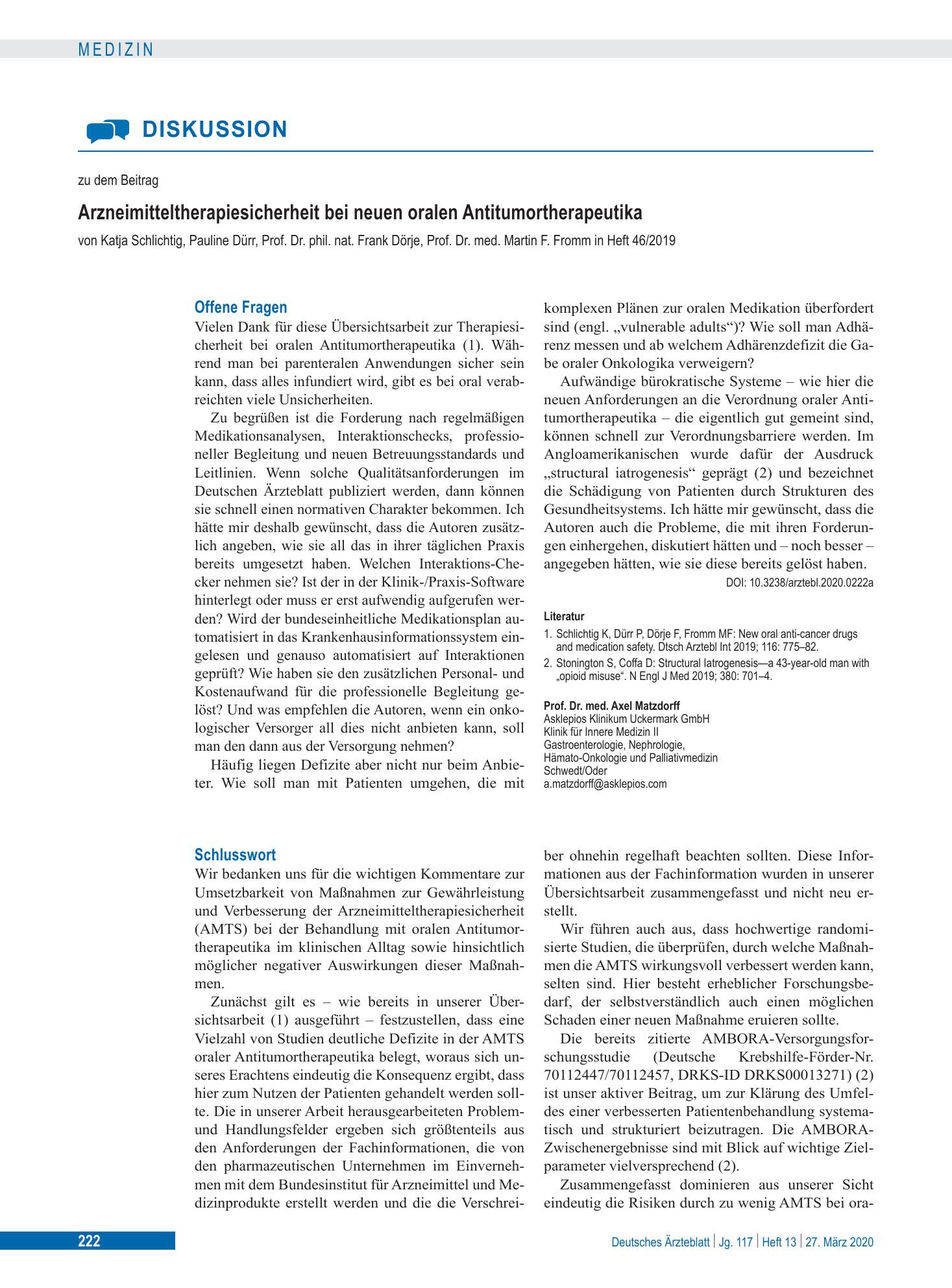 Vorschauseite 1: Offene Fragen – Deutsches Ärzteblatt