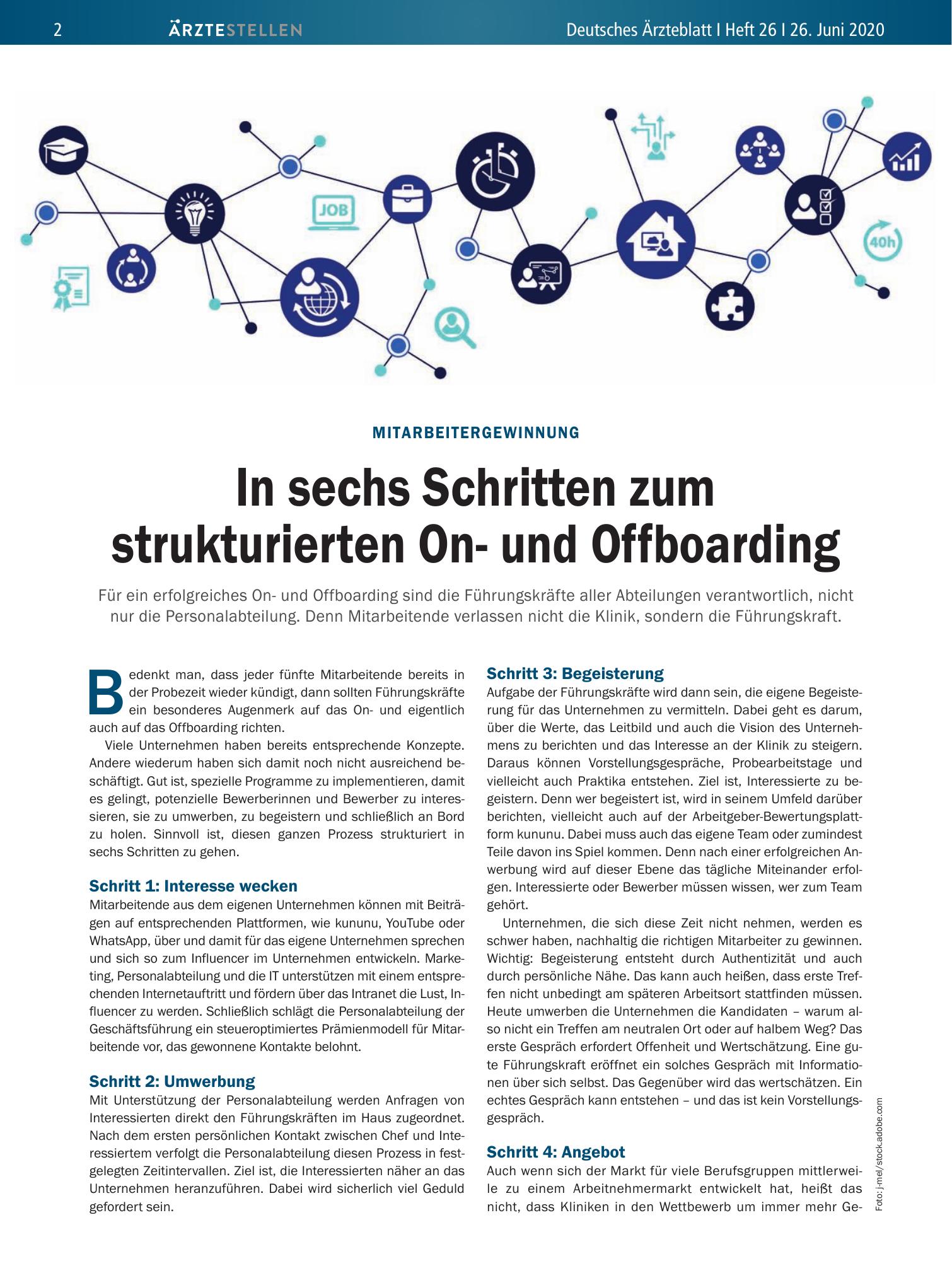 Vorschauseite 1: Mitarbeitergewinnung: In sechs Schritten zum strukturierten On- und Offboarding – Deutsches Ärzteblatt