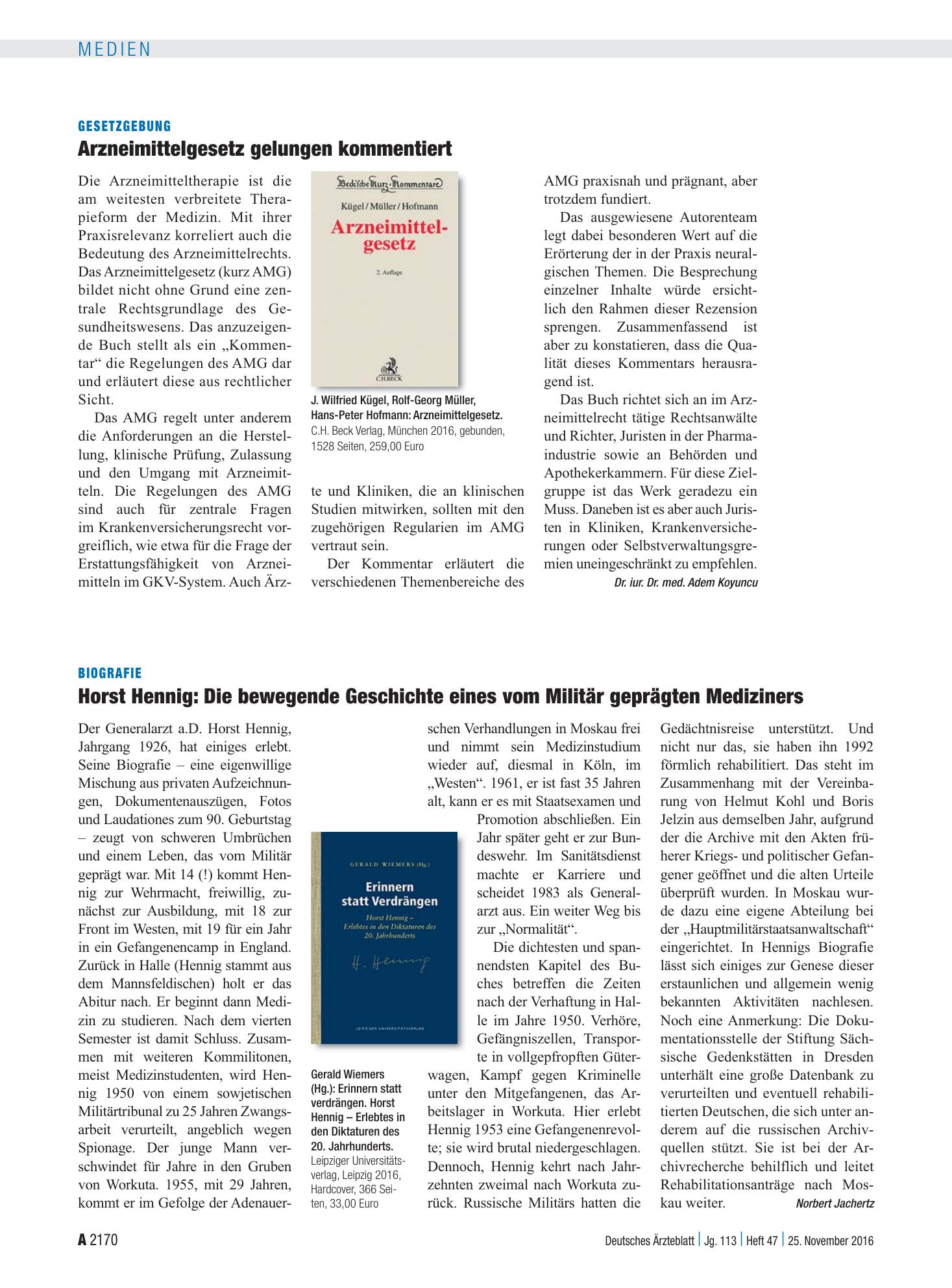 Vorschauseite 1: Gesetzgebung: Arzneimittelgesetz gelungen kommentiert – Deutsches Ärzteblatt