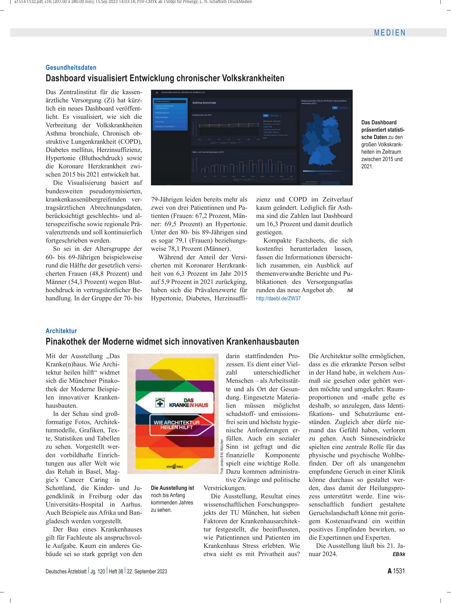 Vorschauseite 1: Gesundheitsdaten: Dashboard visualisiert Entwicklung chronischer Volkskrankheiten – Deutsches Ärzteblatt