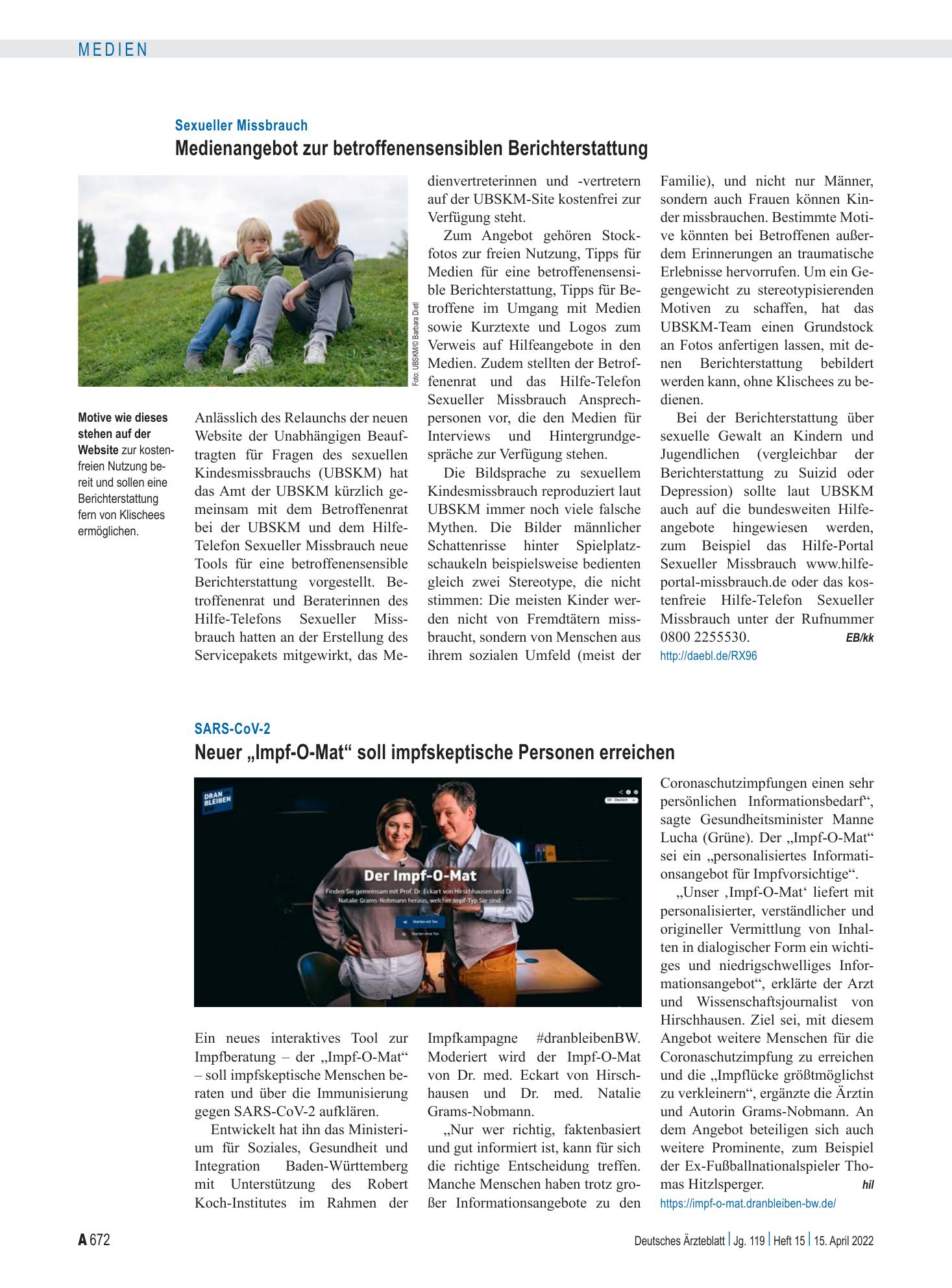 Vorschauseite 1: SARS-CoV-2: Neuer „Impf-O-Mat“ soll impfskeptische Personen erreichen – Deutsches Ärzteblatt