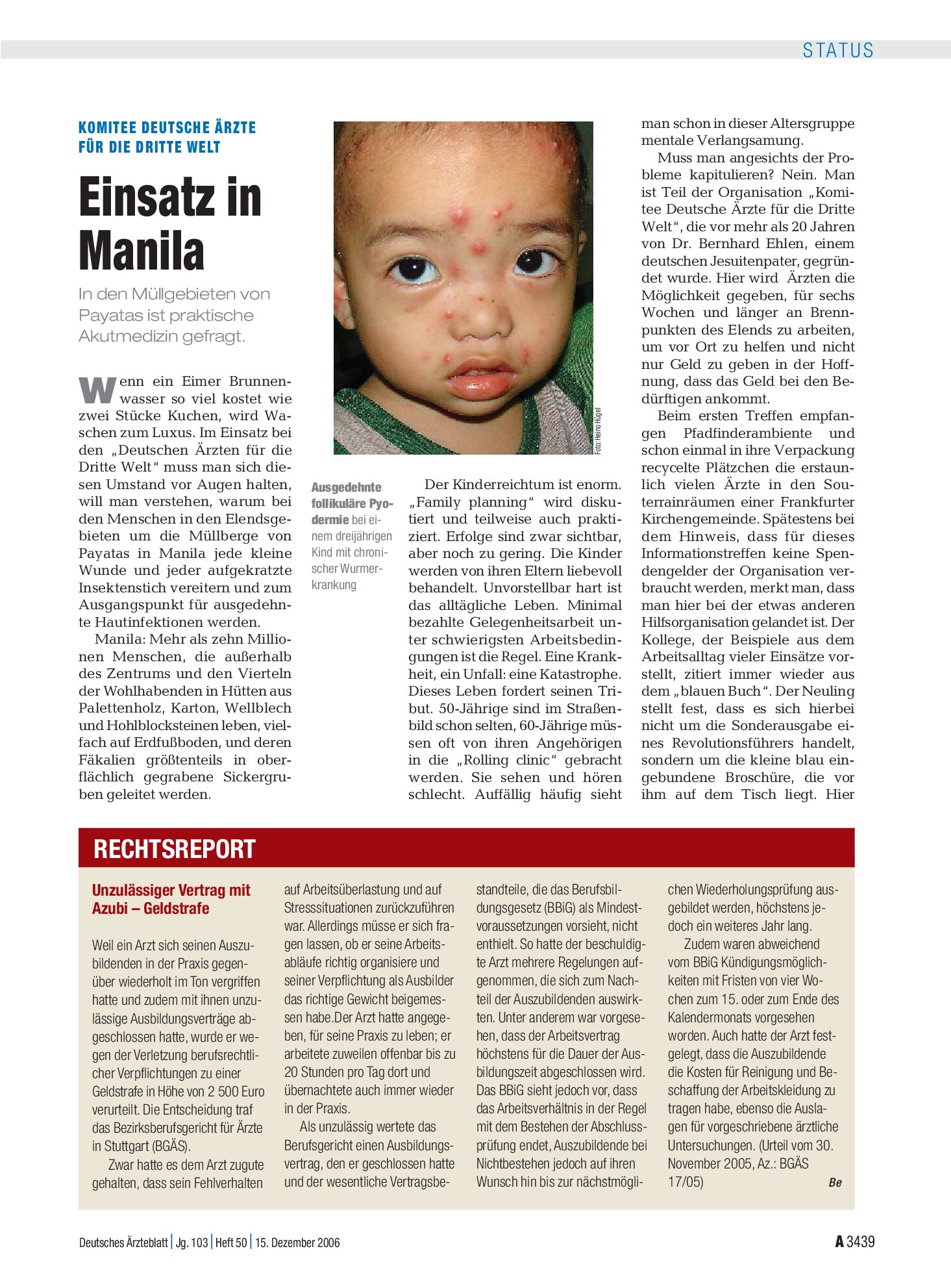 Vorschauseite 1: Unzulässiger Vertrag mit Azubi – Geldstrafe – Deutsches Ärzteblatt