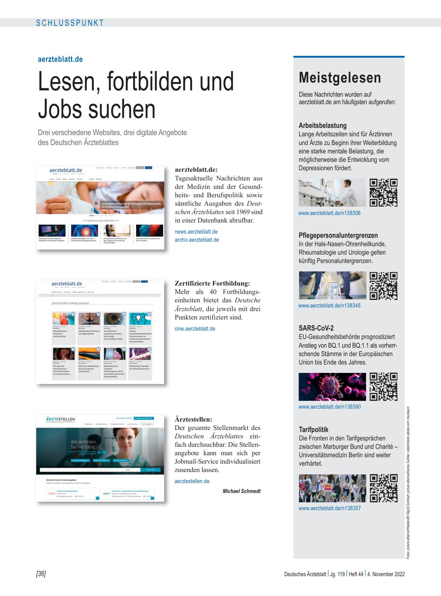 Vorschauseite 1: Meistgelesen – Deutsches Ärzteblatt