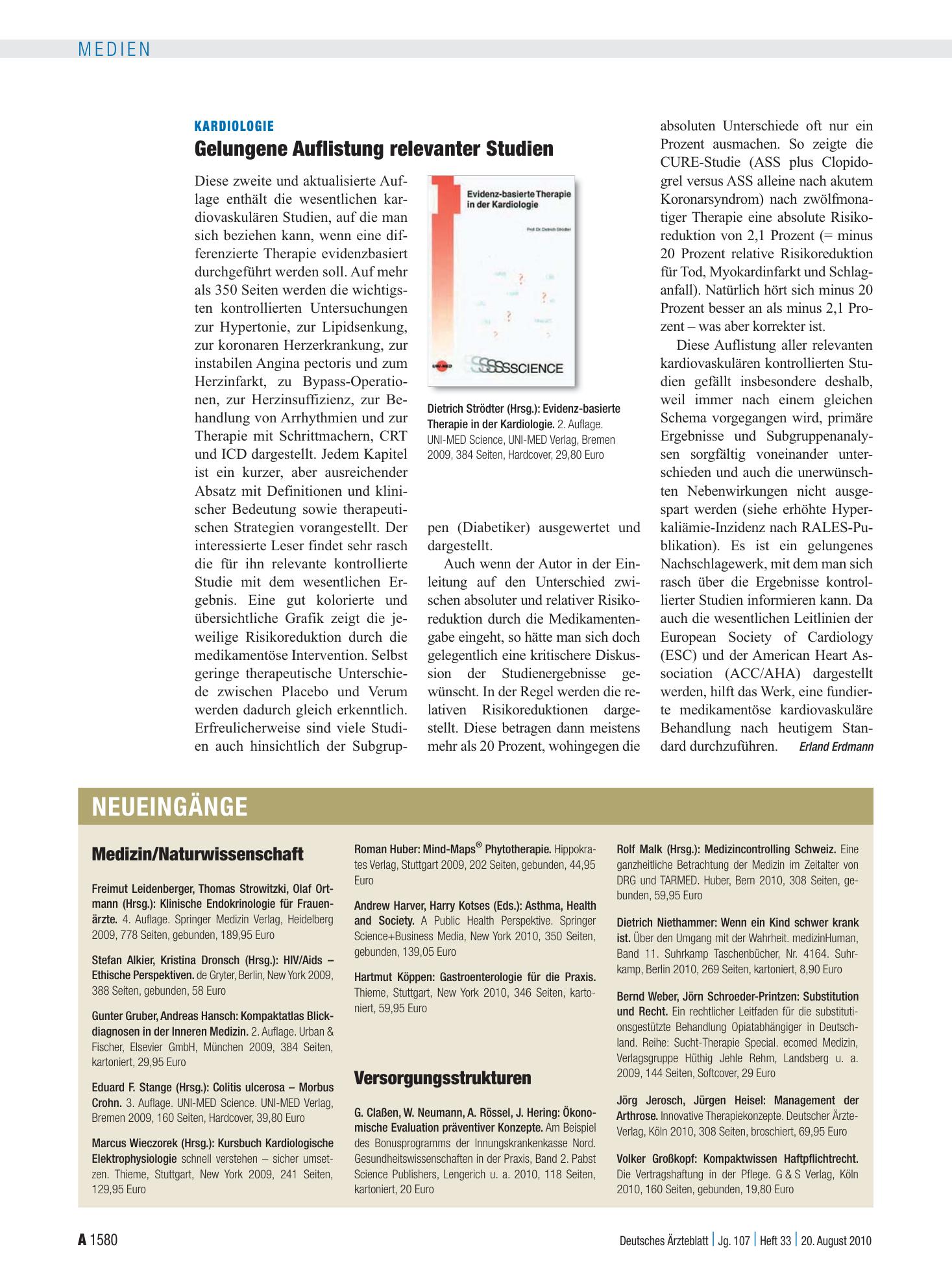 Vorschauseite 1: Neueingänge – Deutsches Ärzteblatt