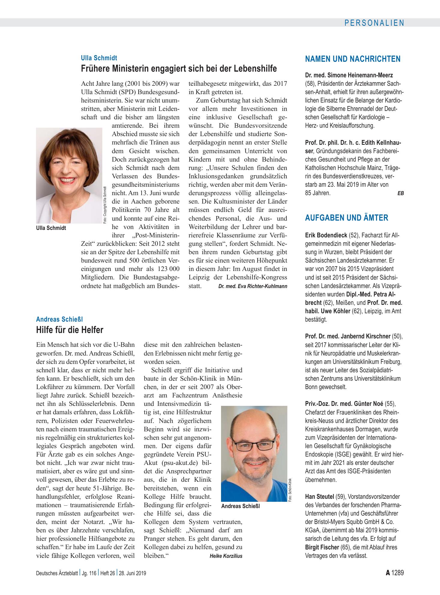 Vorschauseite 1: Aufgaben und Ämter – Deutsches Ärzteblatt