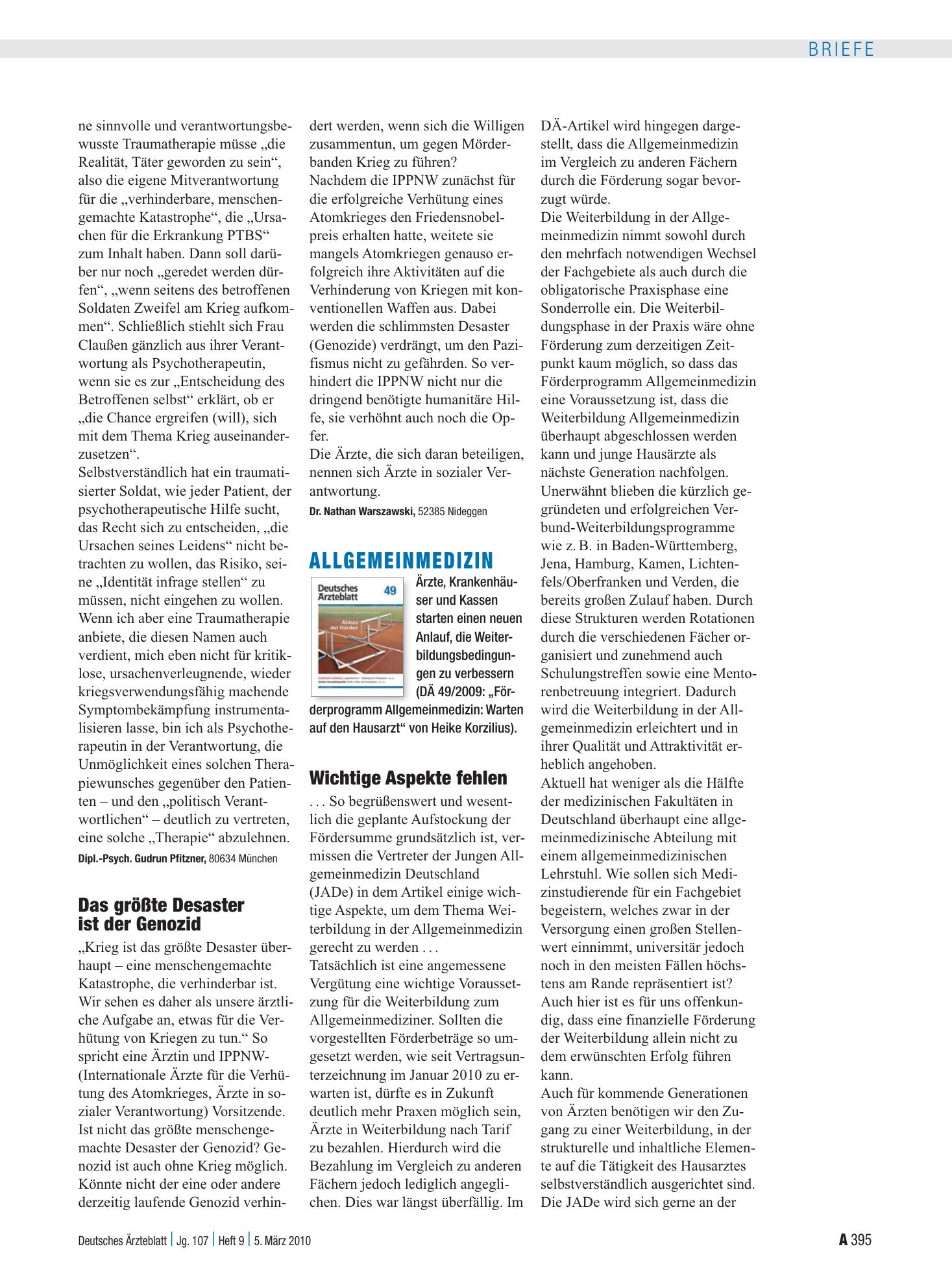 Vorschauseite 1: Interview: Das größte Desaster ist der Genozid – Deutsches Ärzteblatt