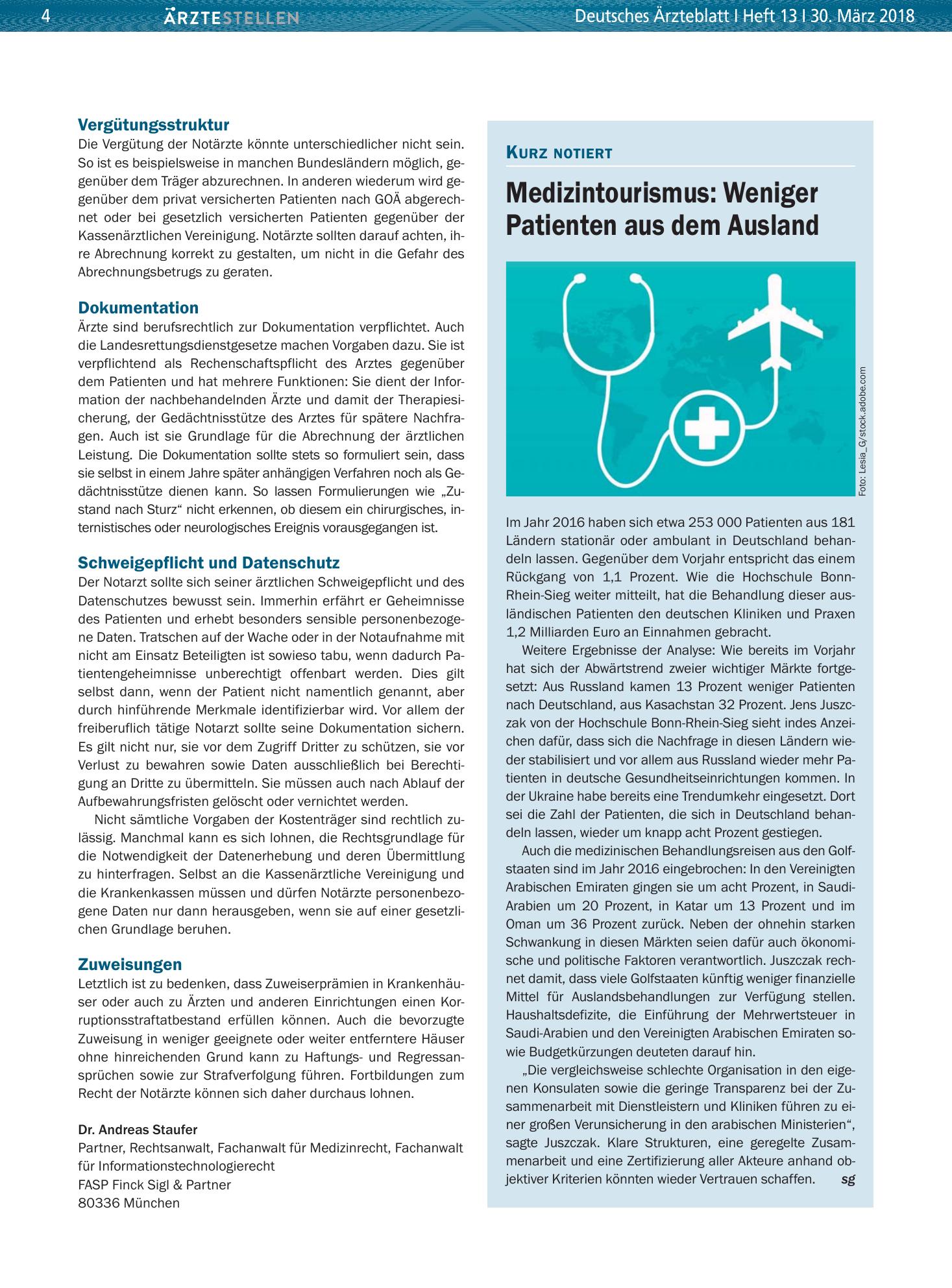Vorschauseite 1: Medizintourismus – Weniger Patienten aus dem Ausland – Deutsches Ärzteblatt