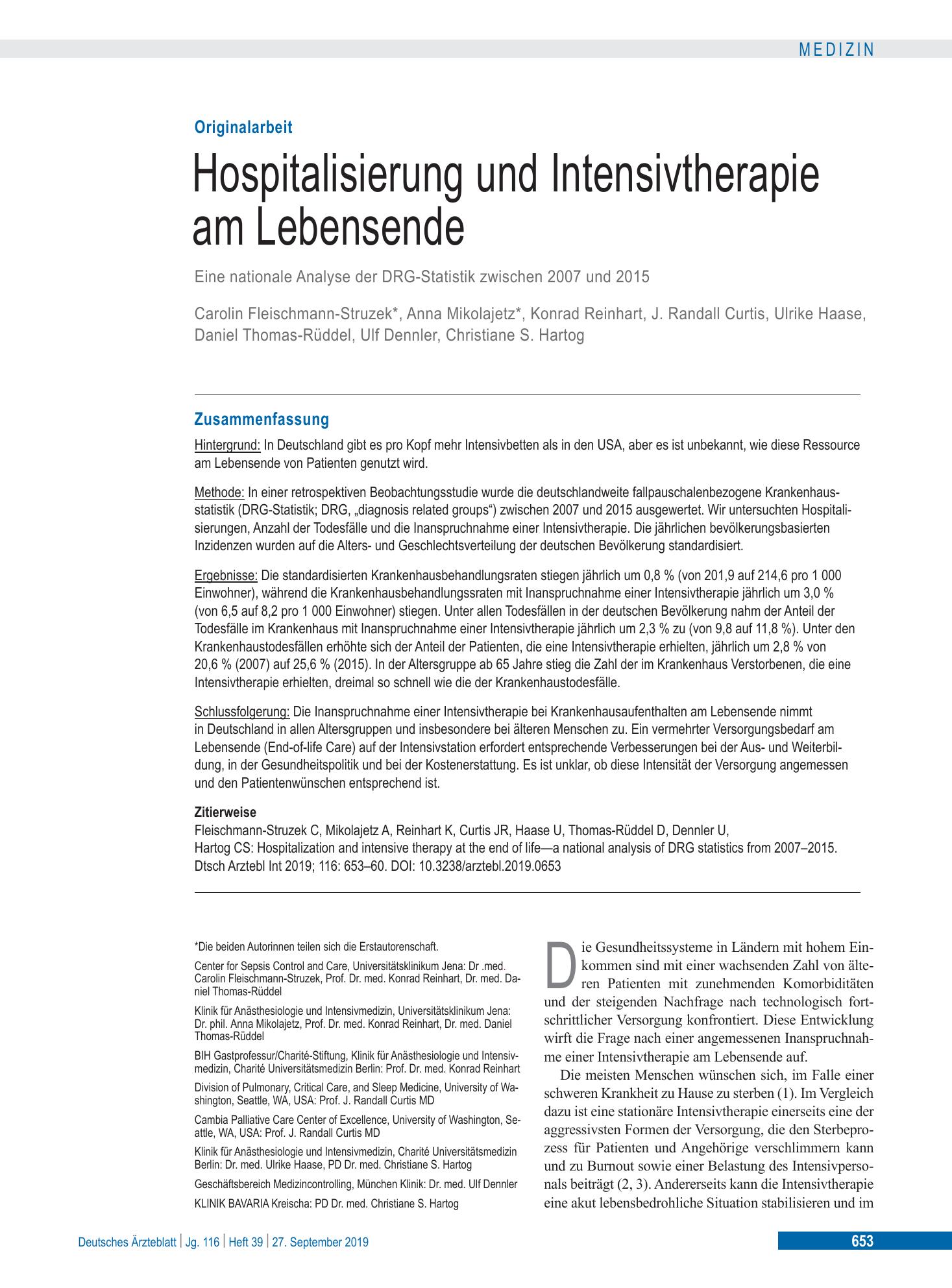 Vorschauseite 1: Hospitalisierung und Intensivtherapie am Lebensende – Deutsches Ärzteblatt