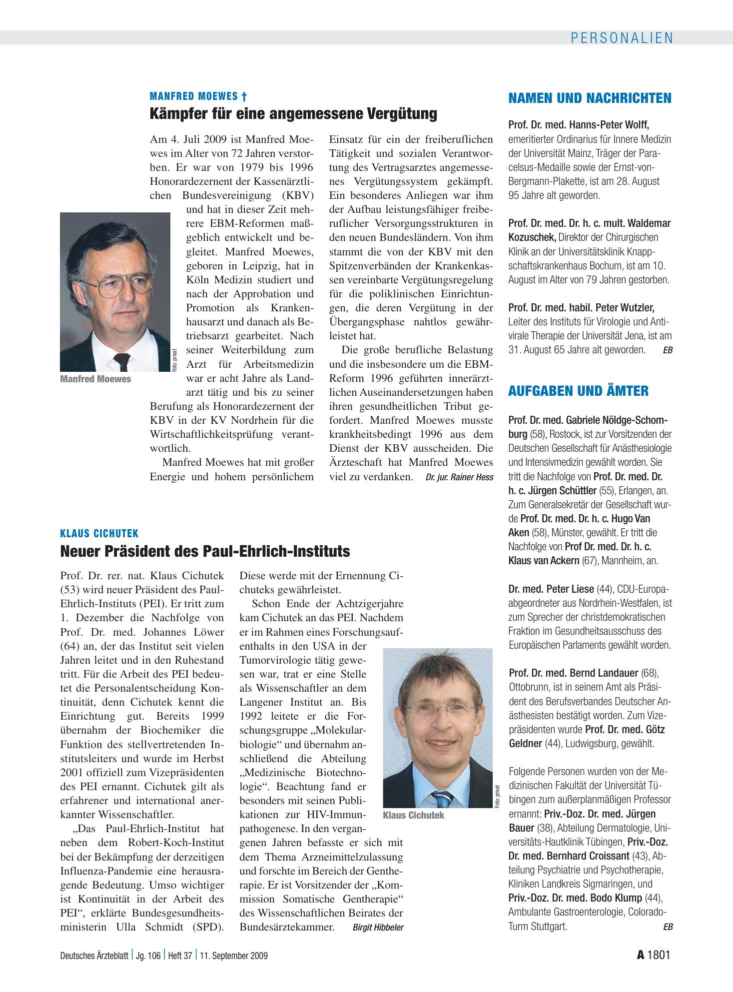 Vorschauseite 1: Aufgaben und Ämter – Deutsches Ärzteblatt
