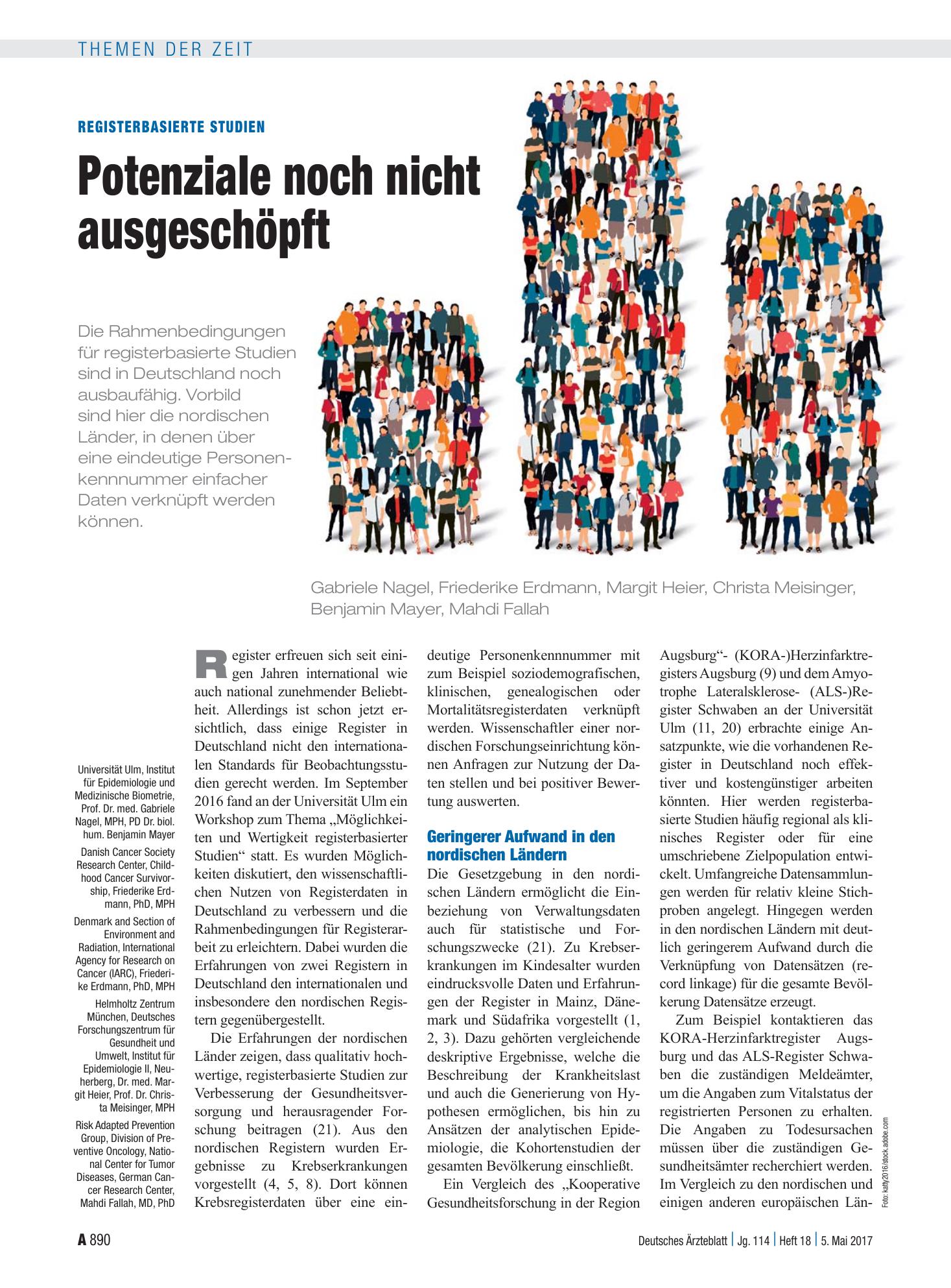 Vorschauseite 1: Registerbasierte Studien: Potenziale noch nicht ausgeschöpft – Deutsches Ärzteblatt