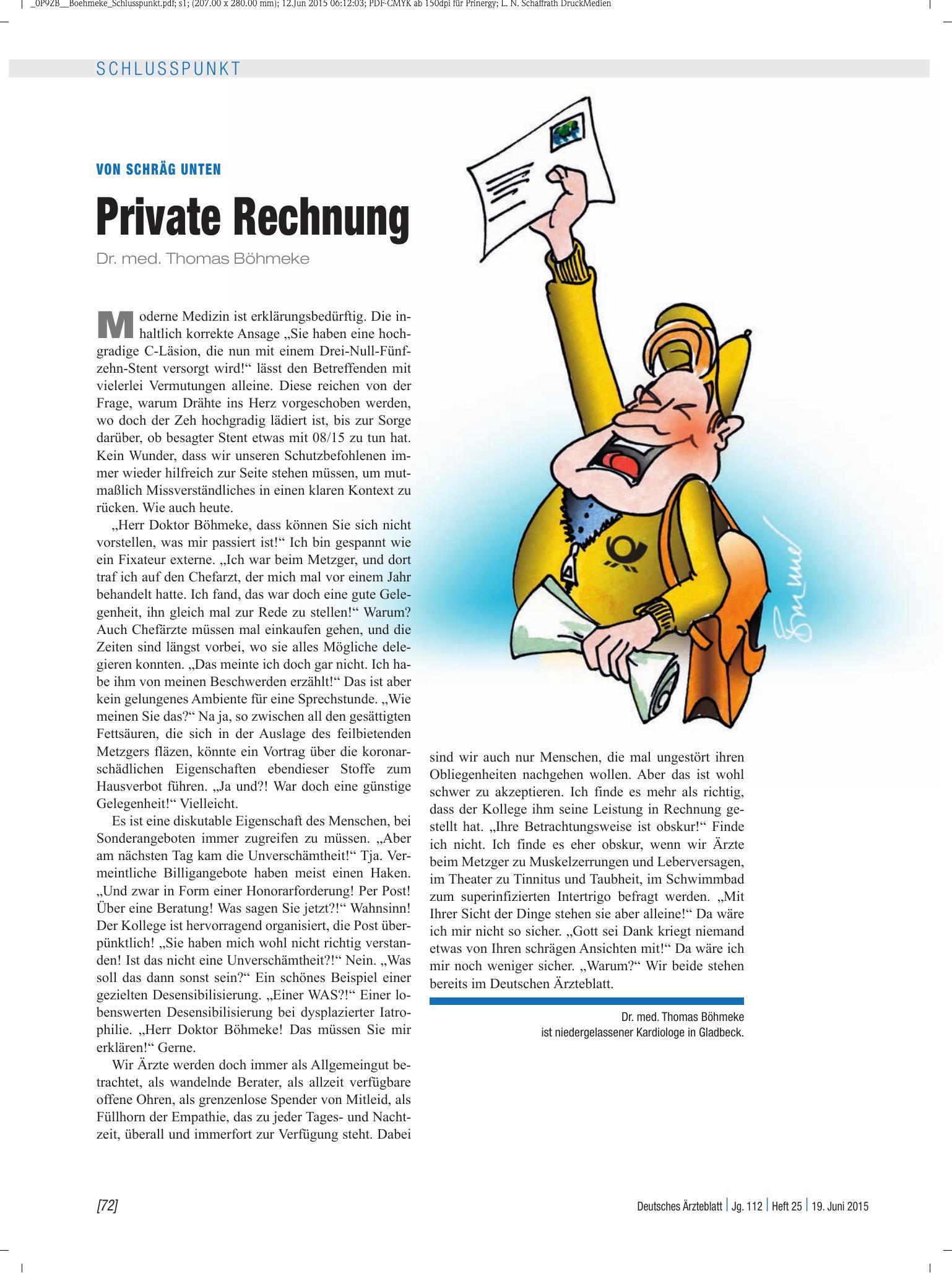 Vorschauseite 1: Von schräg unten: Private Rechnung – Deutsches Ärzteblatt