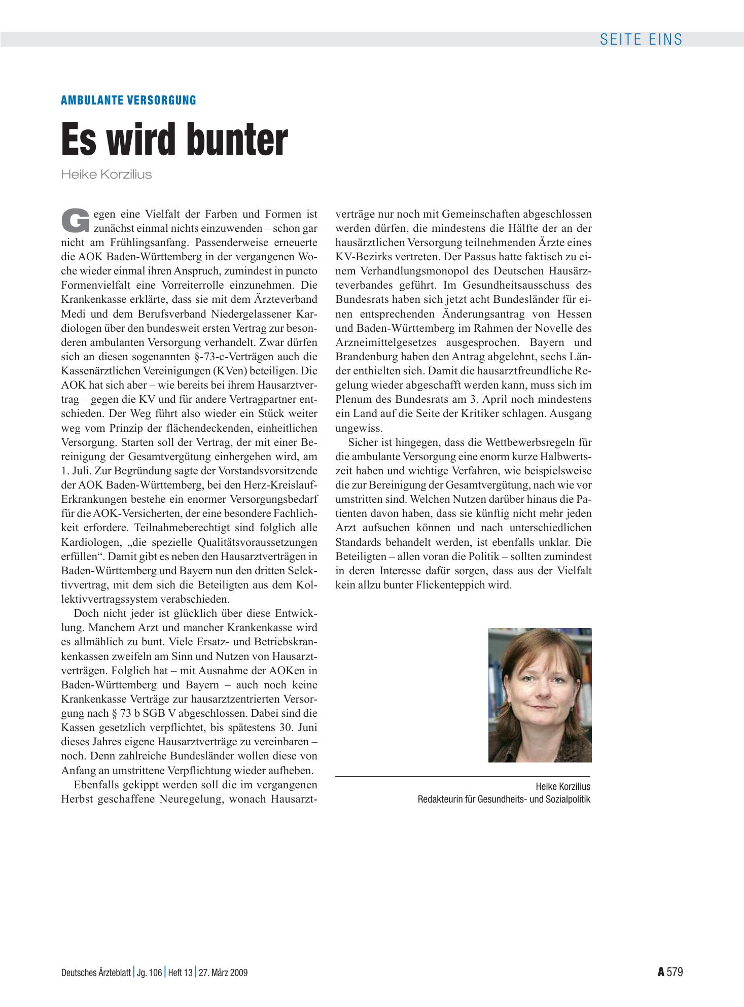 Vorschauseite 1: Ambulante Versorgung: Es wird bunter – Deutsches Ärzteblatt
