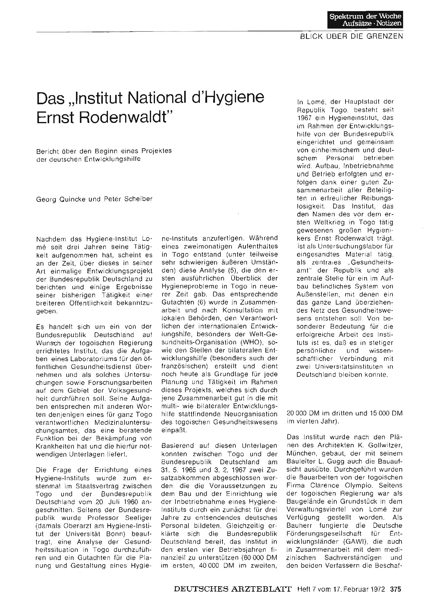 Vorschauseite 1: Das „Institut National d'Hygiene Ernst Rodenwaldt"