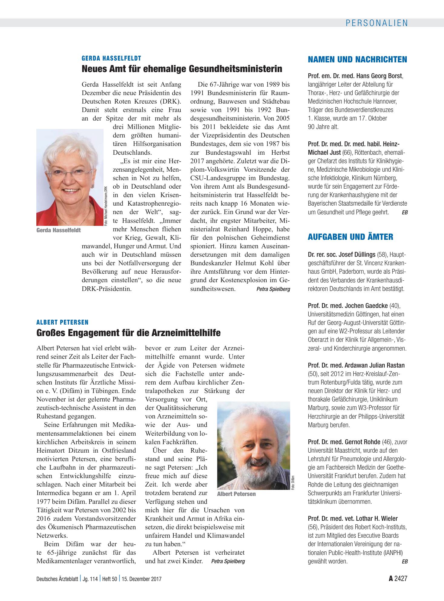 Vorschauseite 1: Aufgaben und Ämter – Deutsches Ärzteblatt