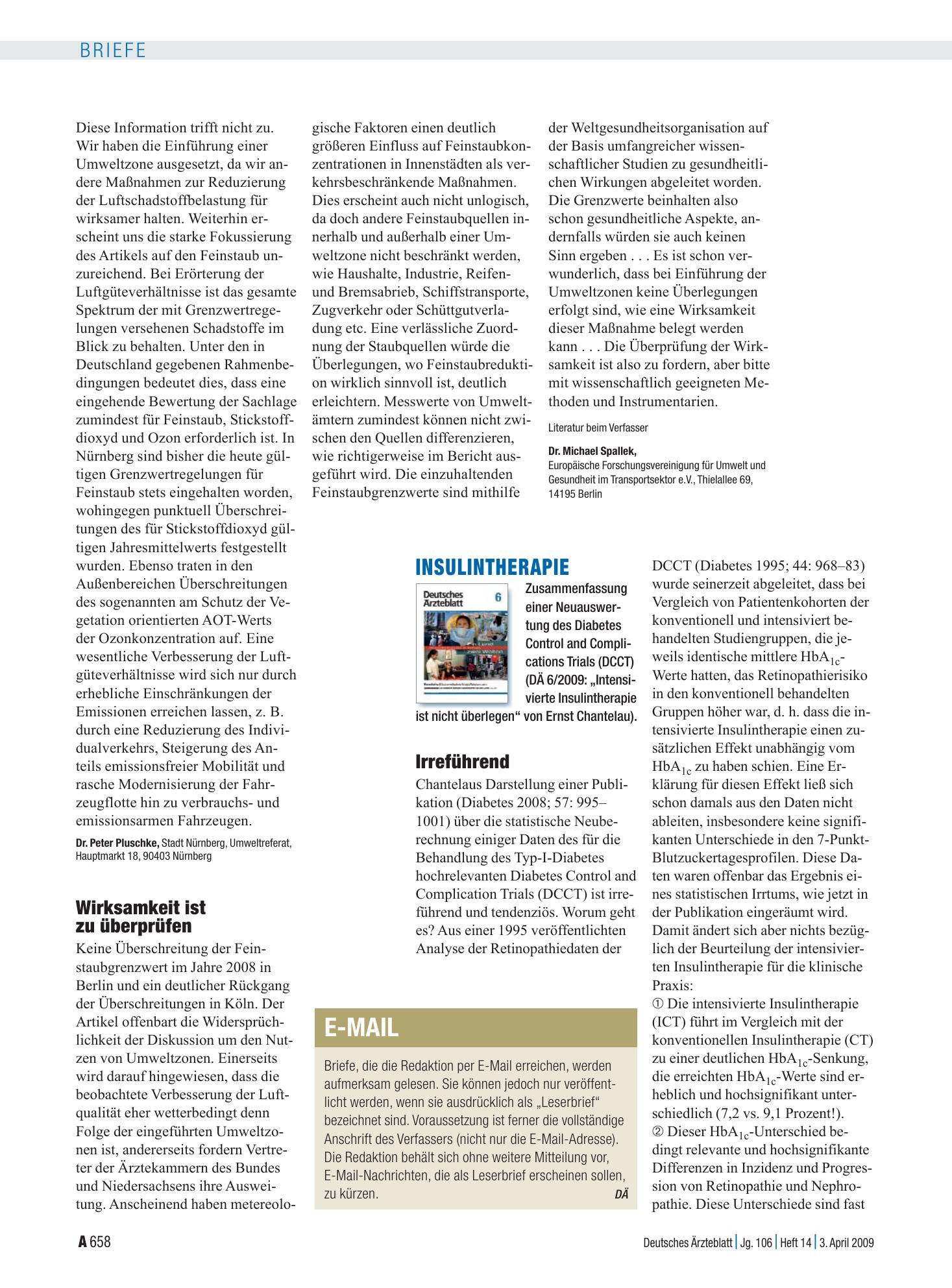 Vorschauseite 1: Insulintherapie: Irreführend – Deutsches Ärzteblatt