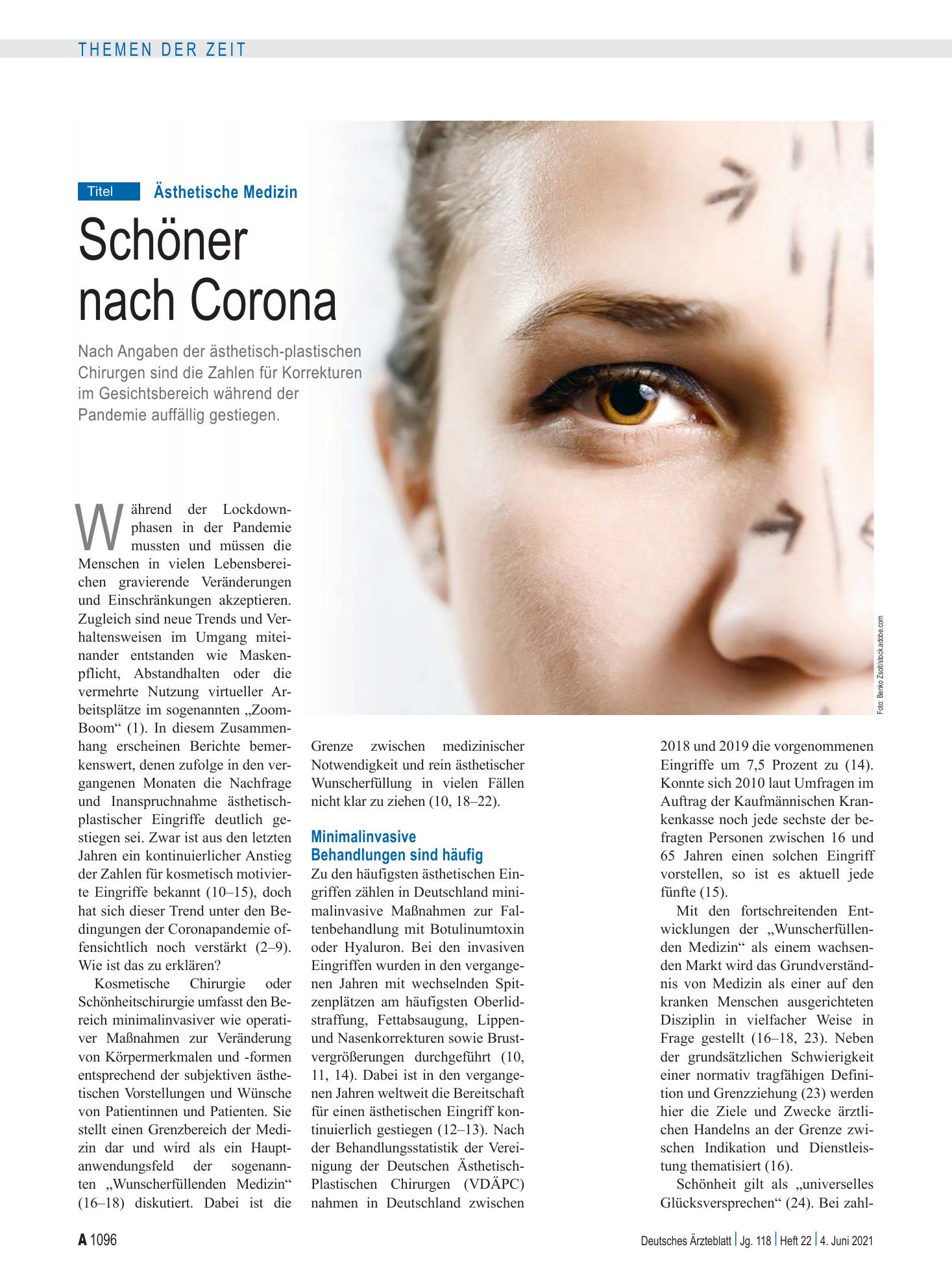 Vorschauseite 1: Ästhetische Medizin: Schöner nach Corona – Deutsches Ärzteblatt
