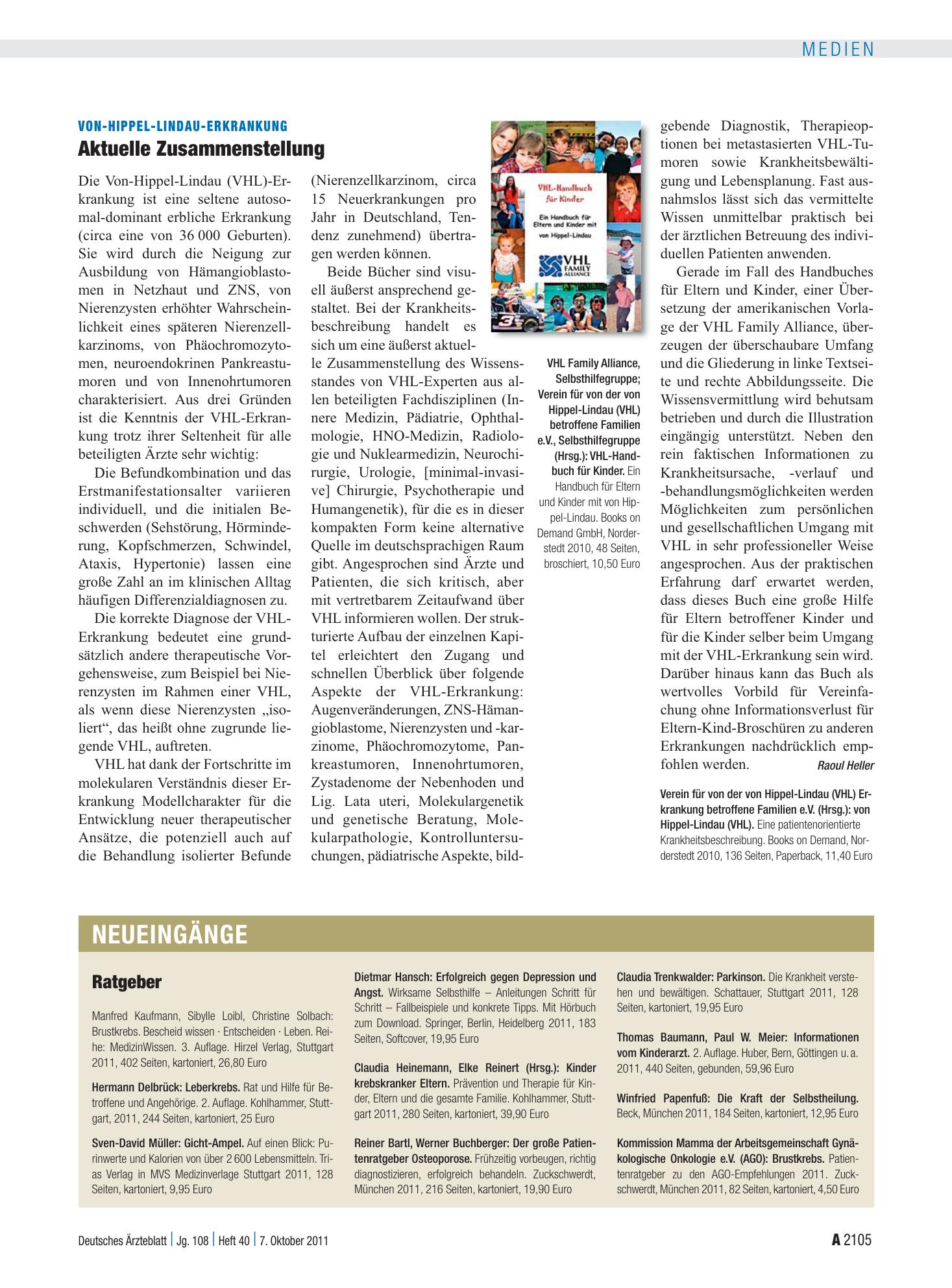 Vorschauseite 1: Neueingänge – Deutsches Ärzteblatt