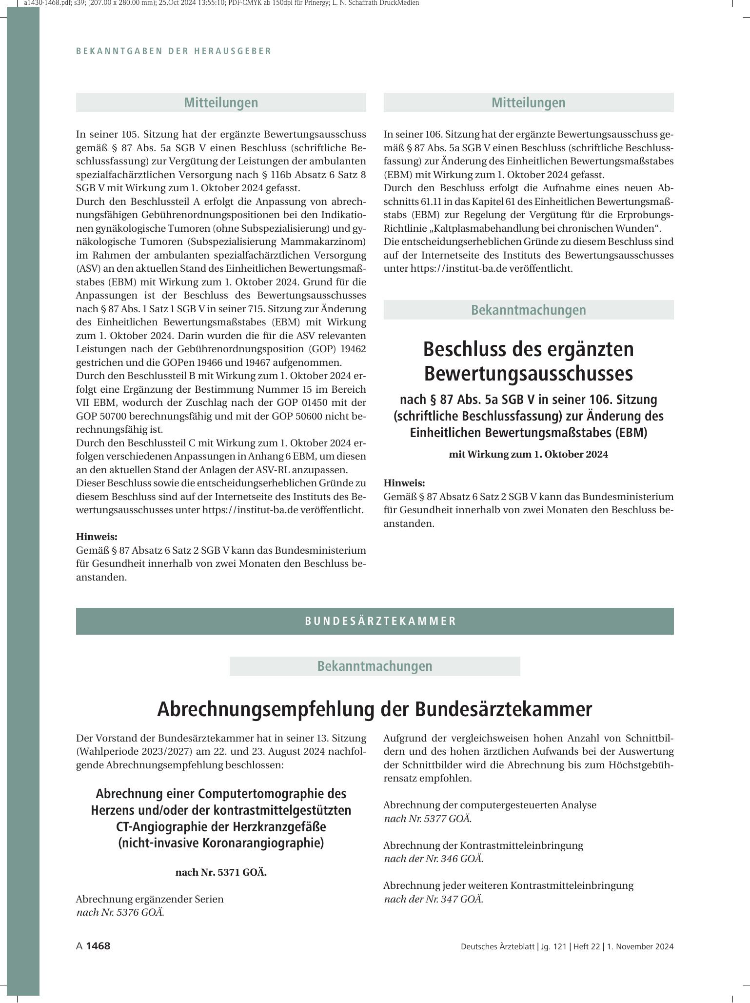 Vorschauseite 1: Mitteilungen – Deutsches Ärzteblatt