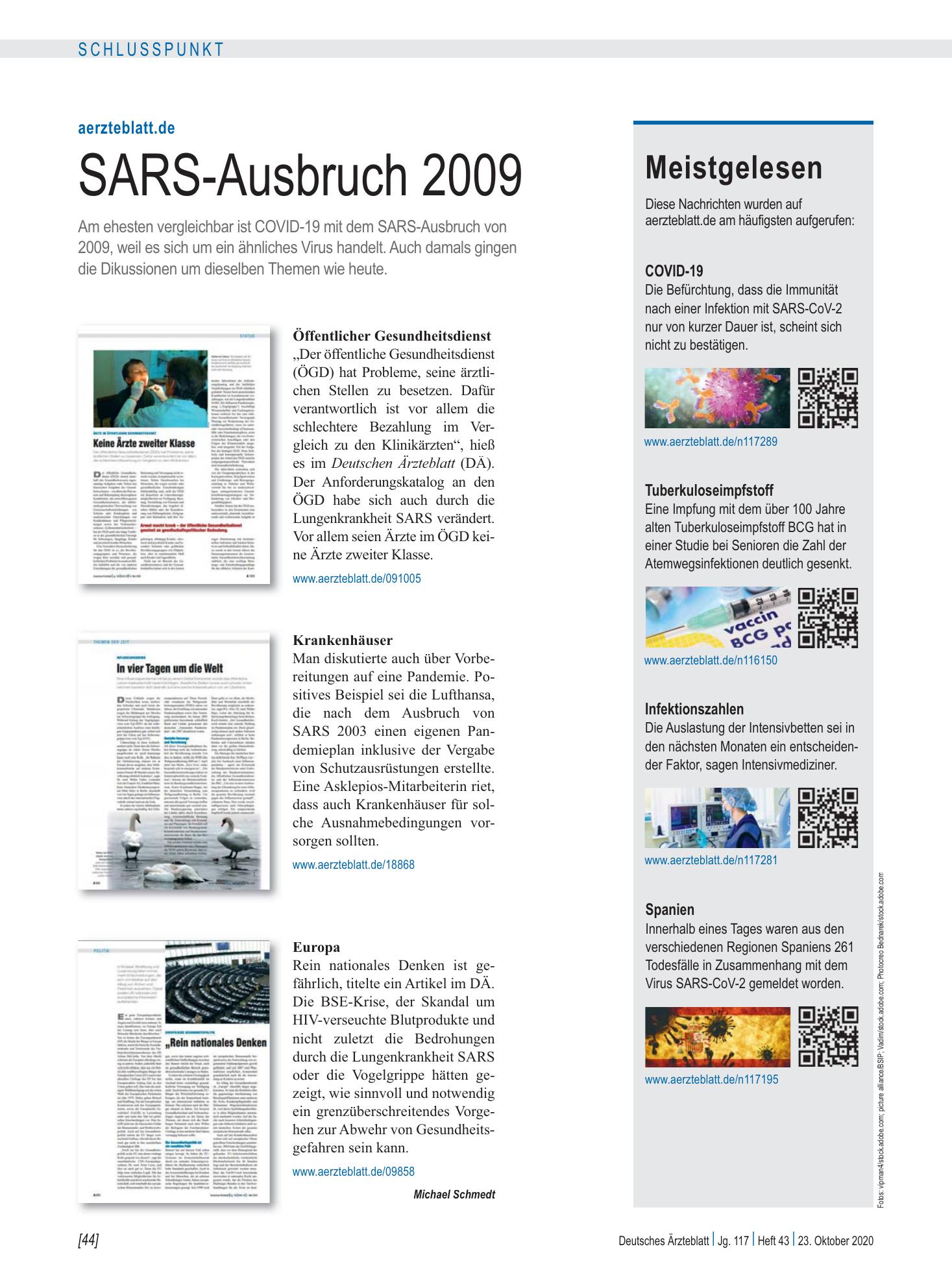 Vorschauseite 1: Meistgelesen – Deutsches Ärzteblatt