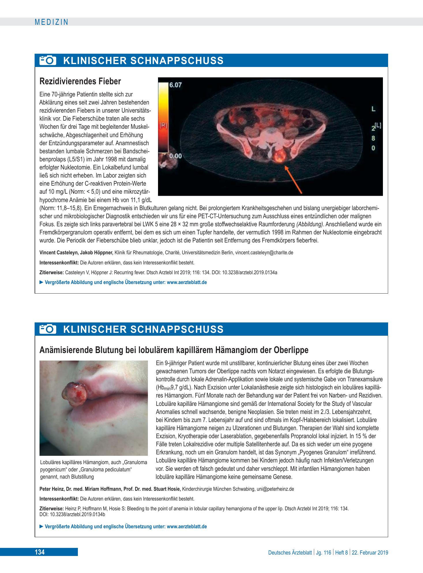Vorschauseite 1: Rezidivierendes Fieber – Deutsches Ärzteblatt