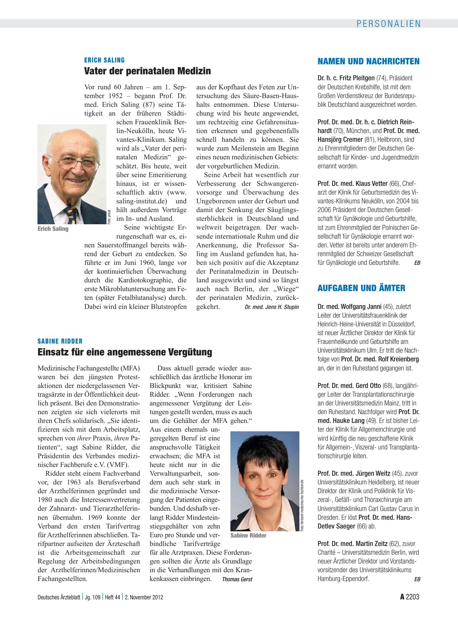 Vorschauseite 1: Aufgaben und Ämter – Deutsches Ärzteblatt