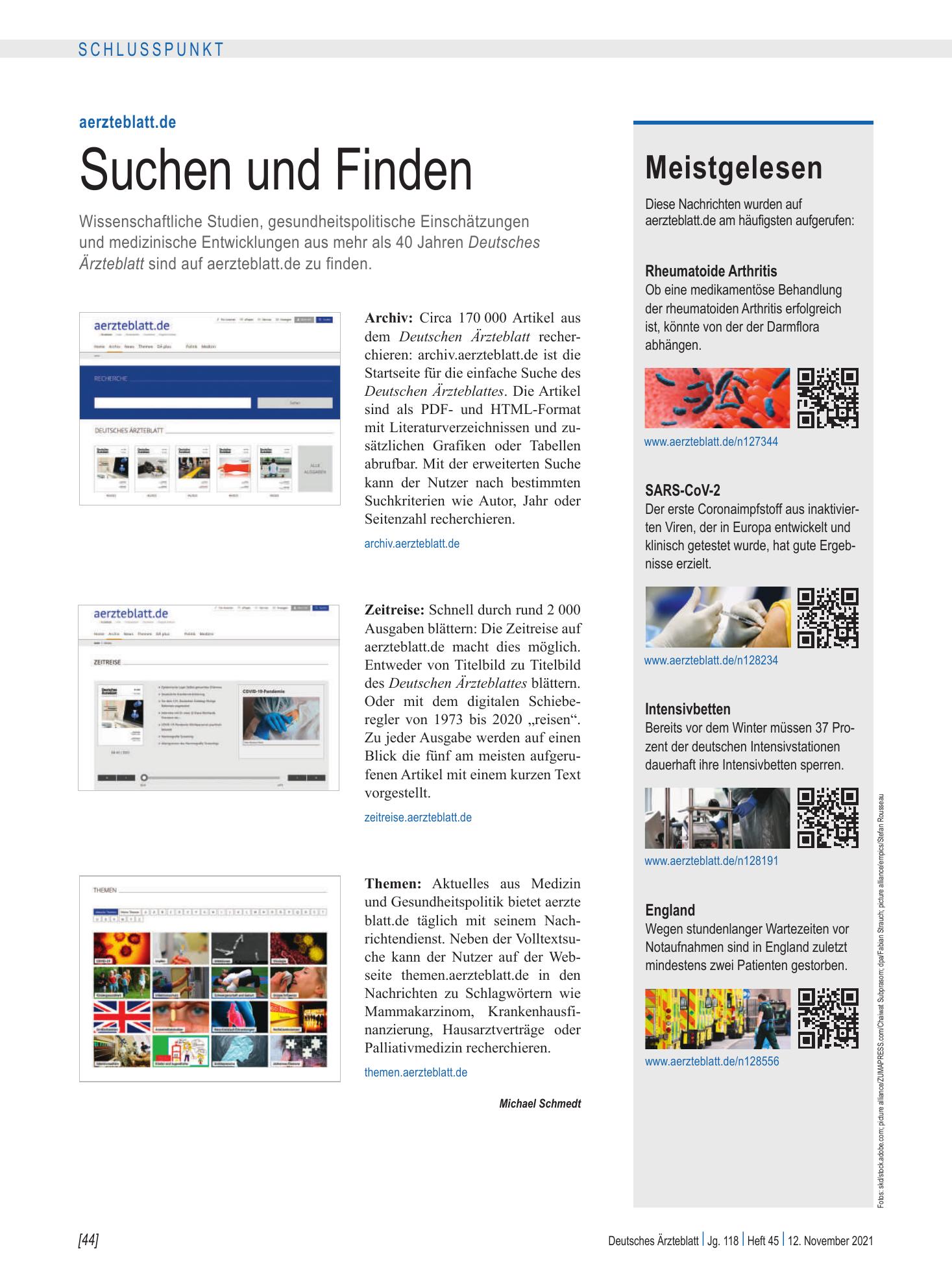 Vorschauseite 1: Meistgelesen – Deutsches Ärzteblatt