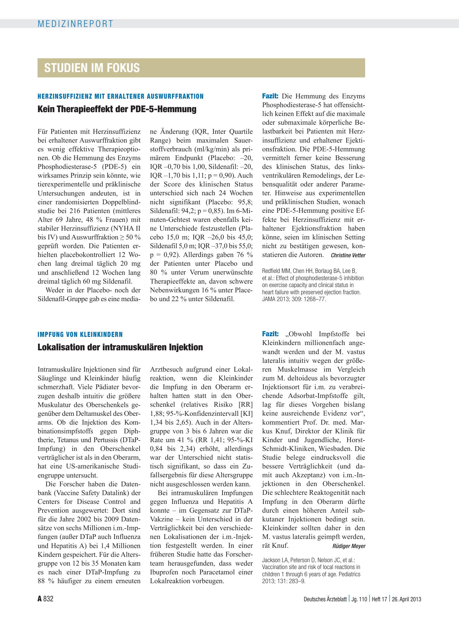 Vorschauseite 1: Impfung von Kleinkindern: Lokalisation der intramuskulären Injektion – Deutsches Ärzteblatt