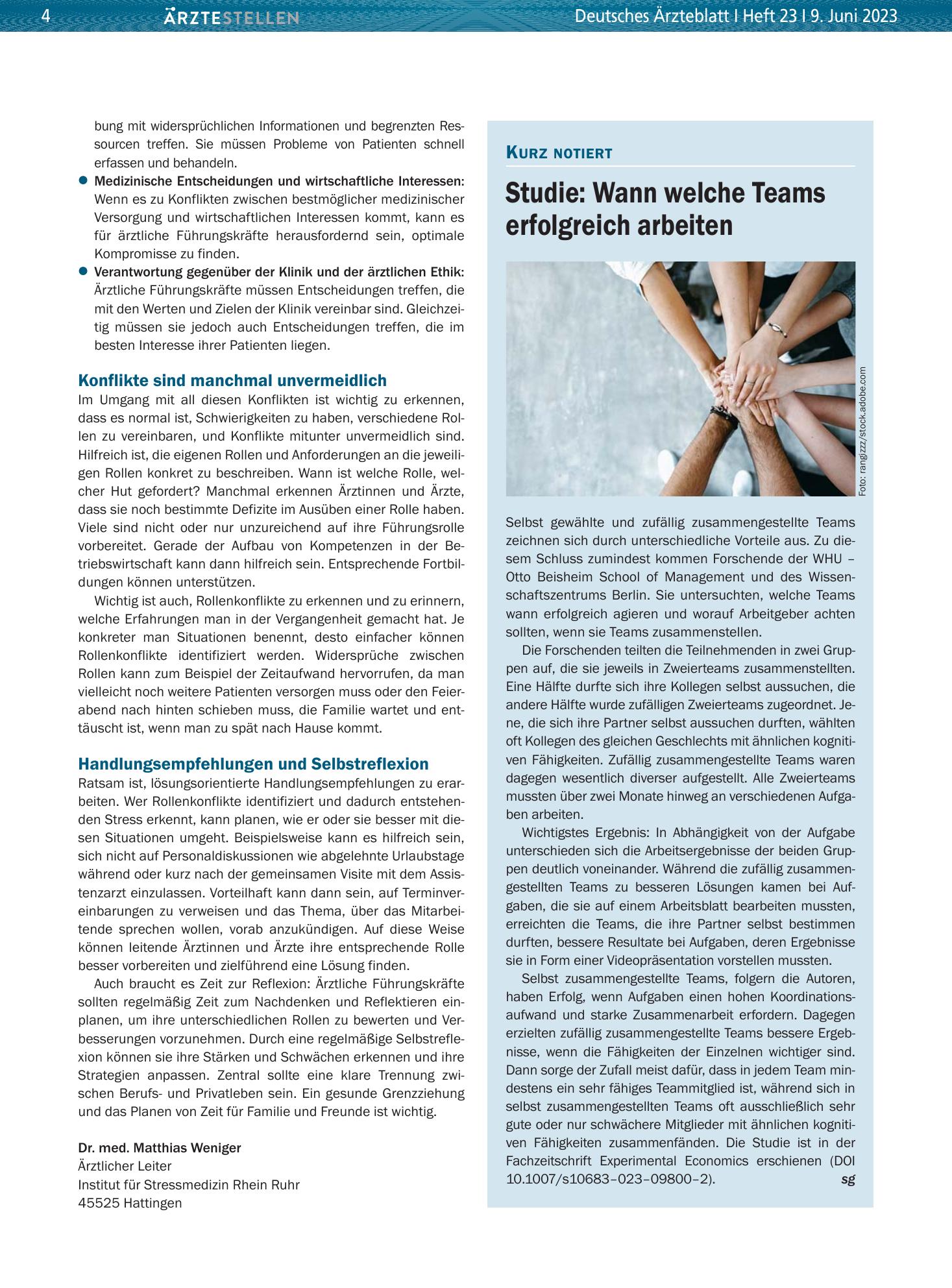 Vorschauseite 1: Studie: Wann welche Teams erfolgreich arbeiten – Deutsches Ärzteblatt