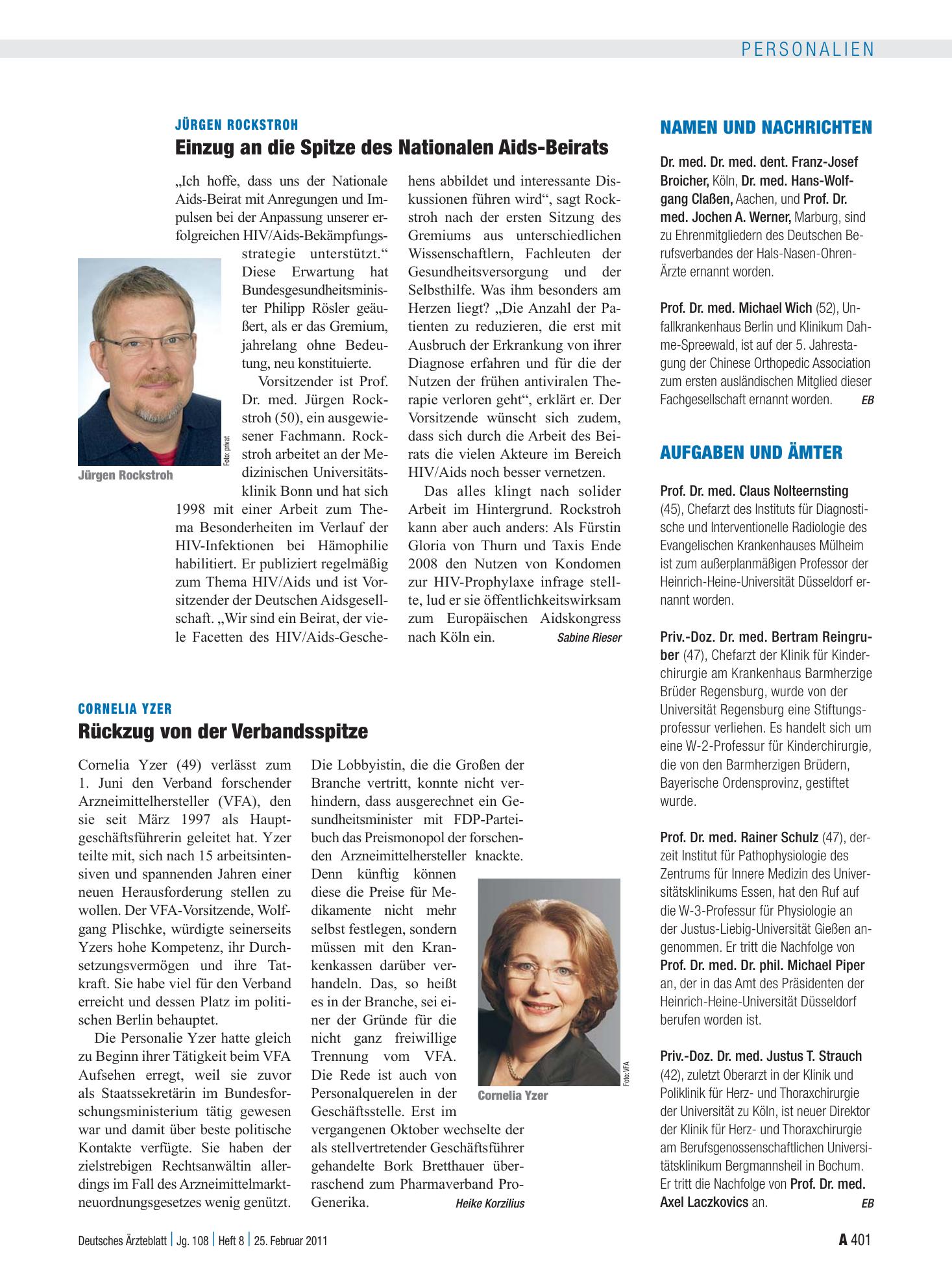 Vorschauseite 1: Aufgaben und Ämter – Deutsches Ärzteblatt